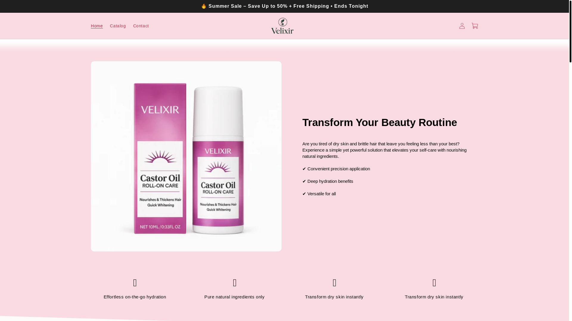 website screenshot of https://velixir.shop/
