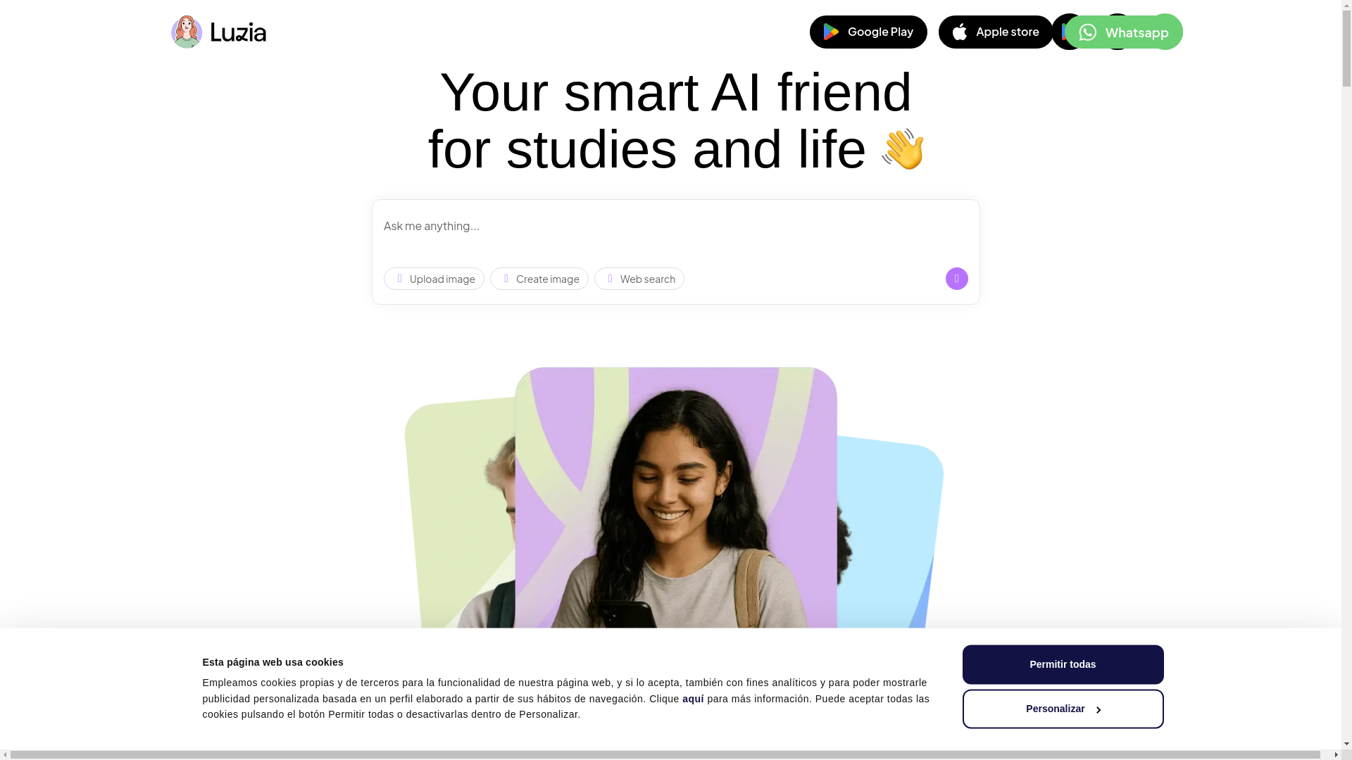 website screenshot of https://luzia.com/