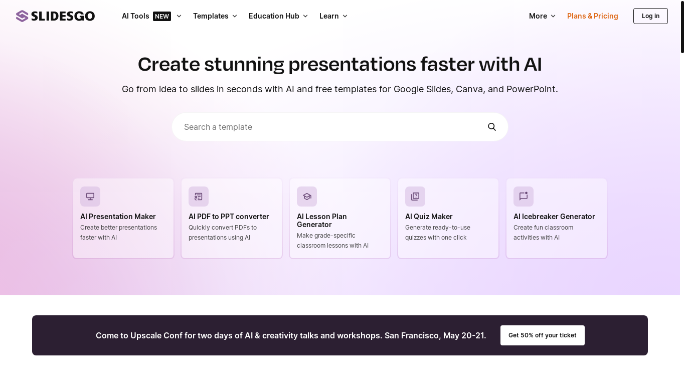 website screenshot of https://slidesgo.com/
