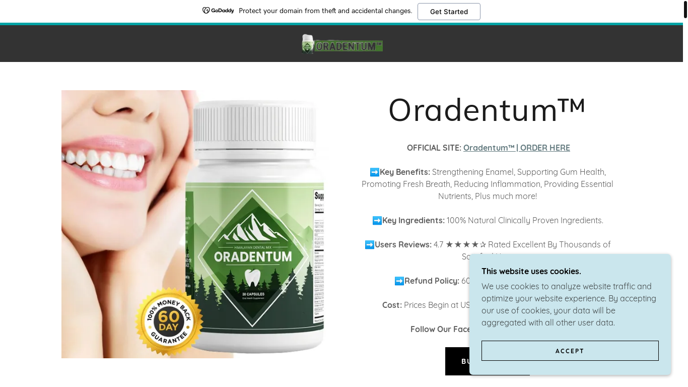 website screenshot of https://oradentum.godaddysites.com/