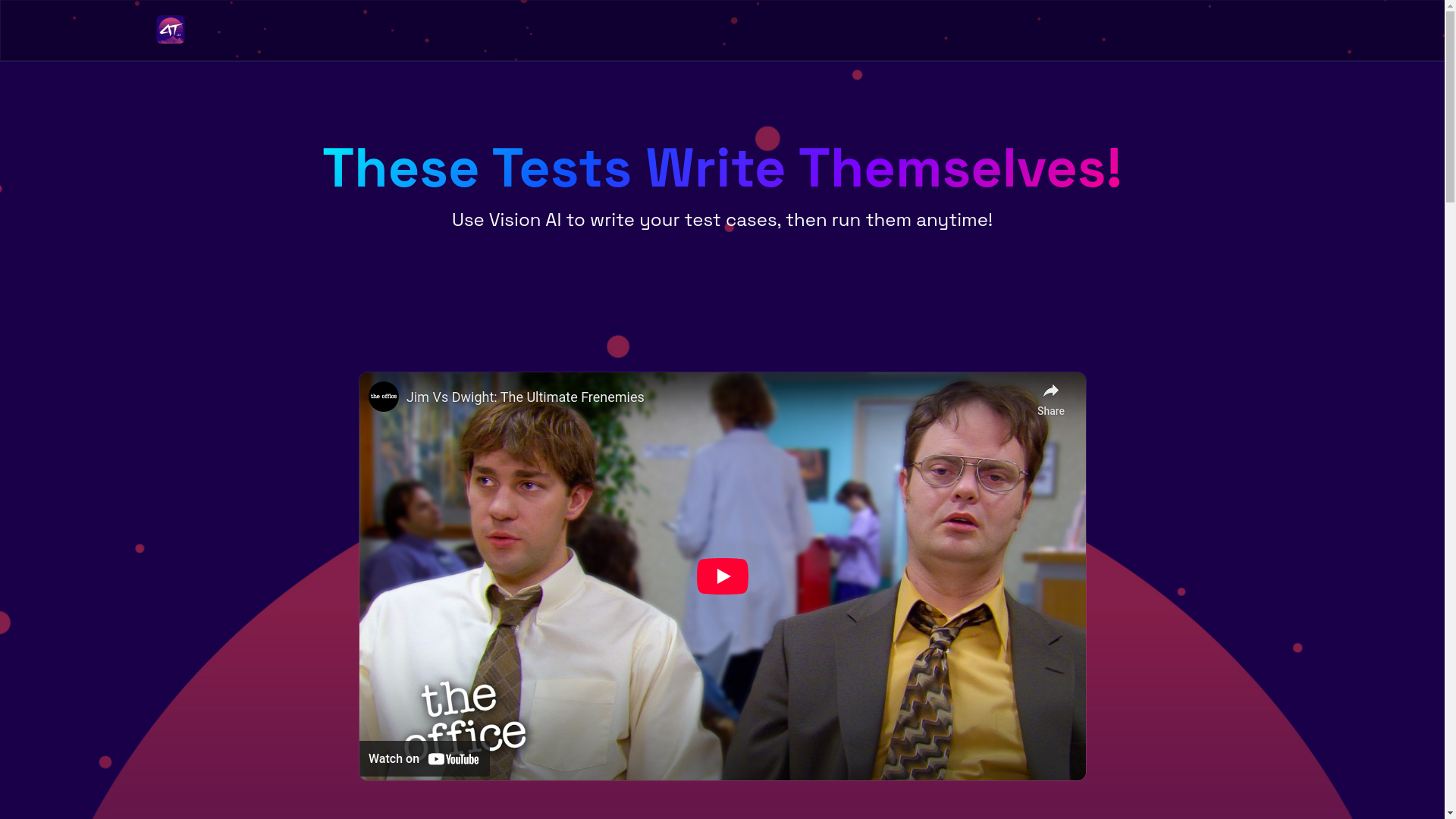 website screenshot of https://automatedtesting.ai/