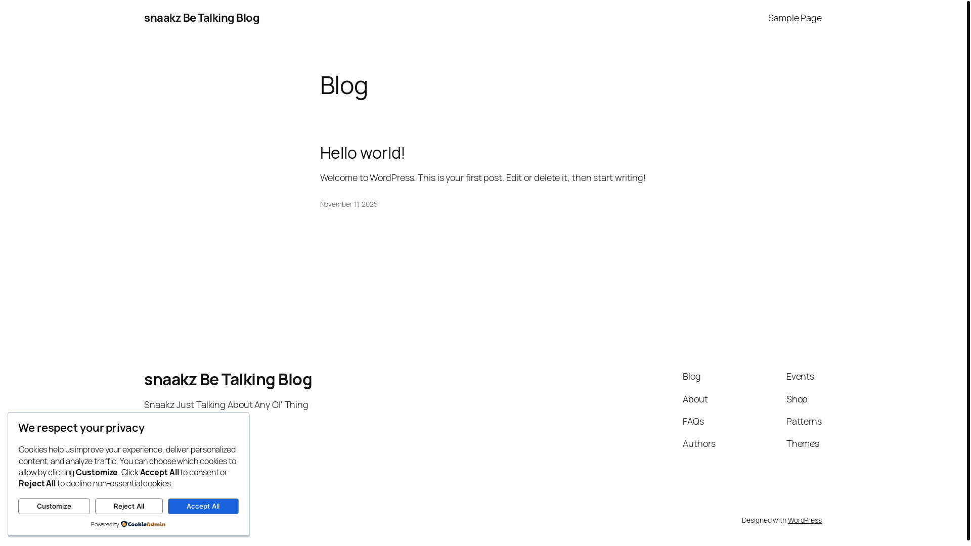 website screenshot of https://snaakz.me/