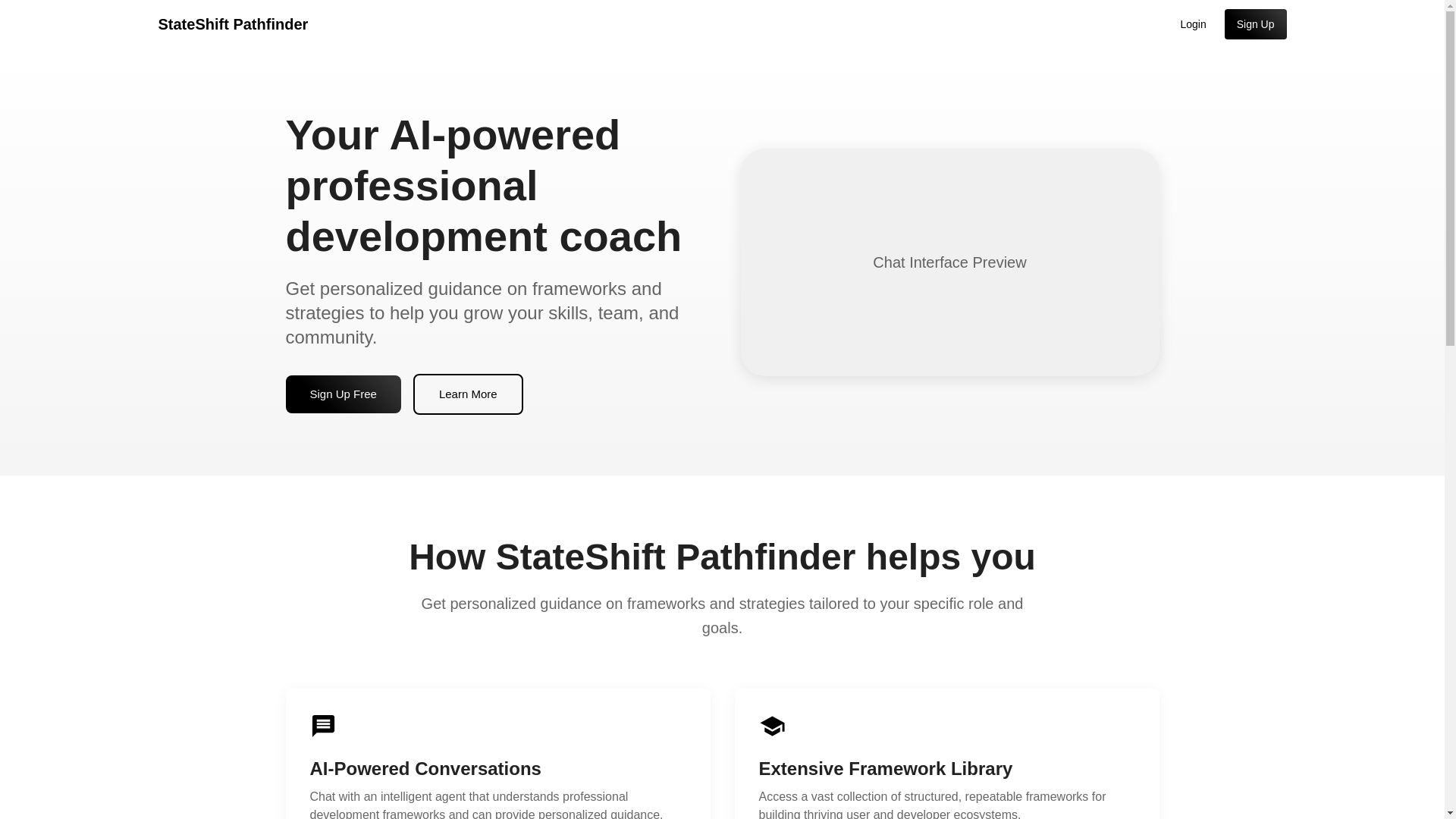 website screenshot of https://stateshift-pathfinder-dev.pages.dev/