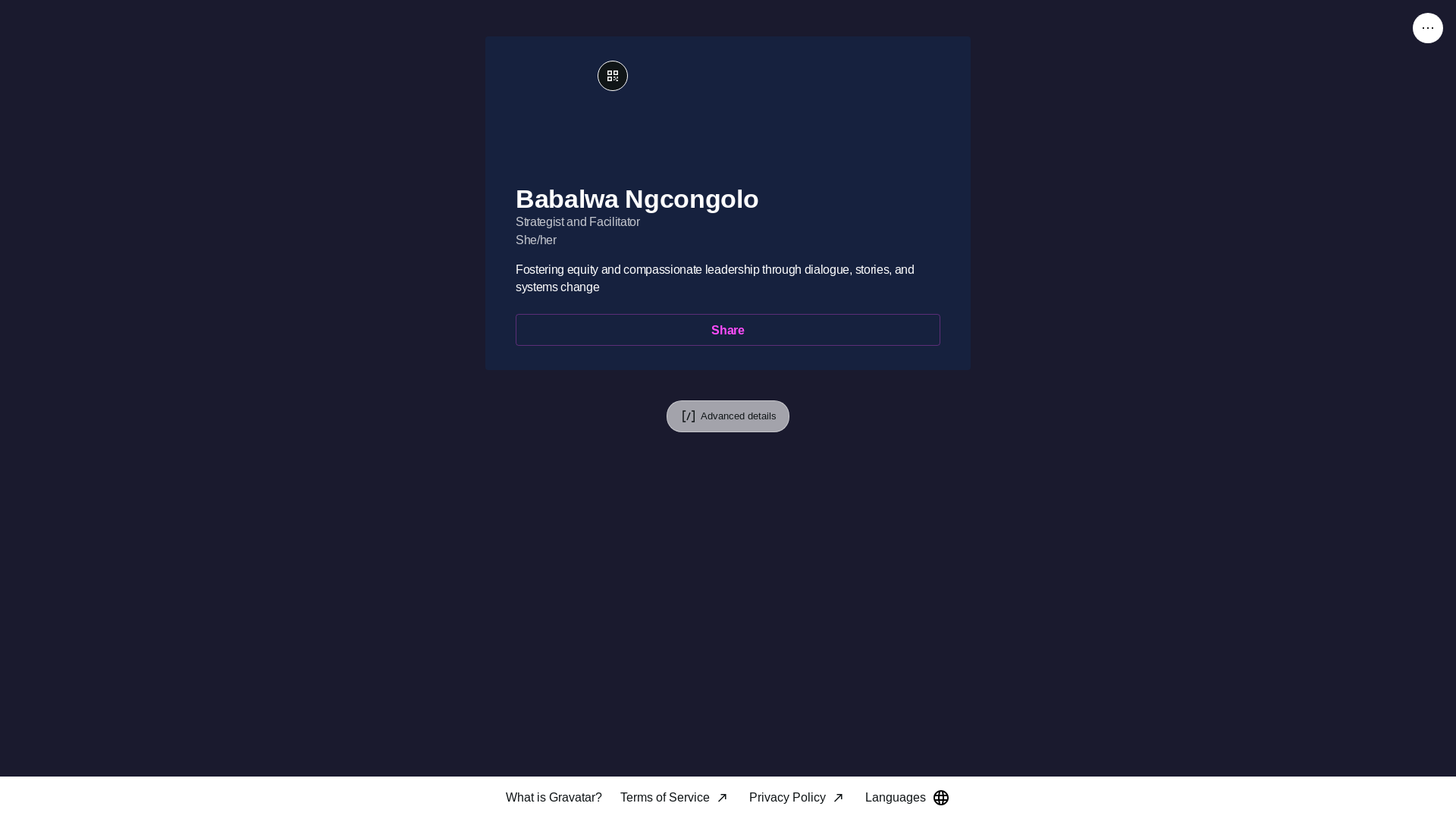 website screenshot of https://babalwangcongolo.bio/