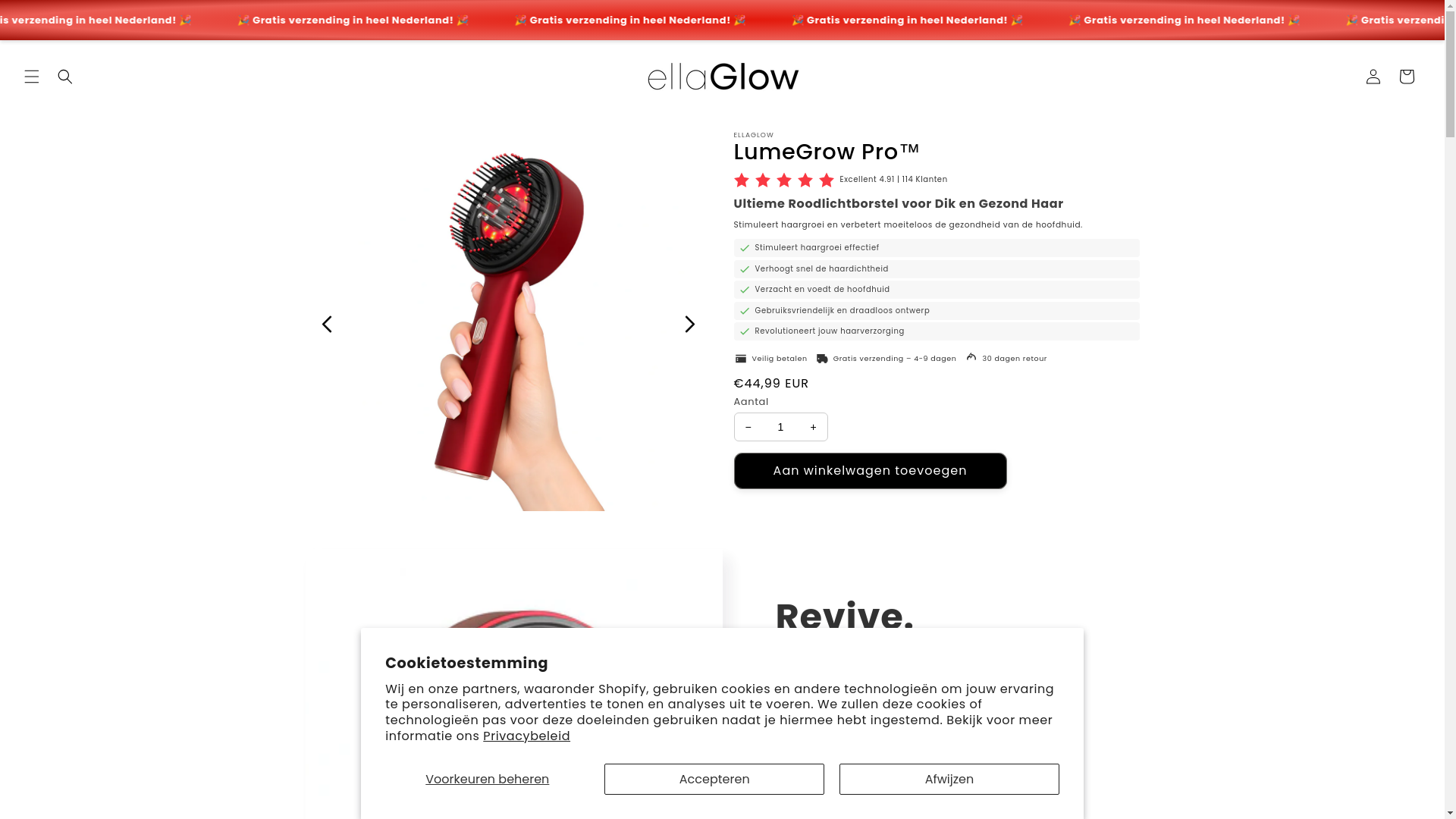 website screenshot of https://ellaglowbeauty.nl/