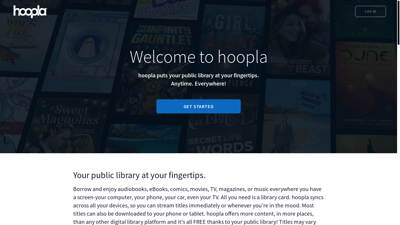 website screenshot of https://www.hoopladigital.com/