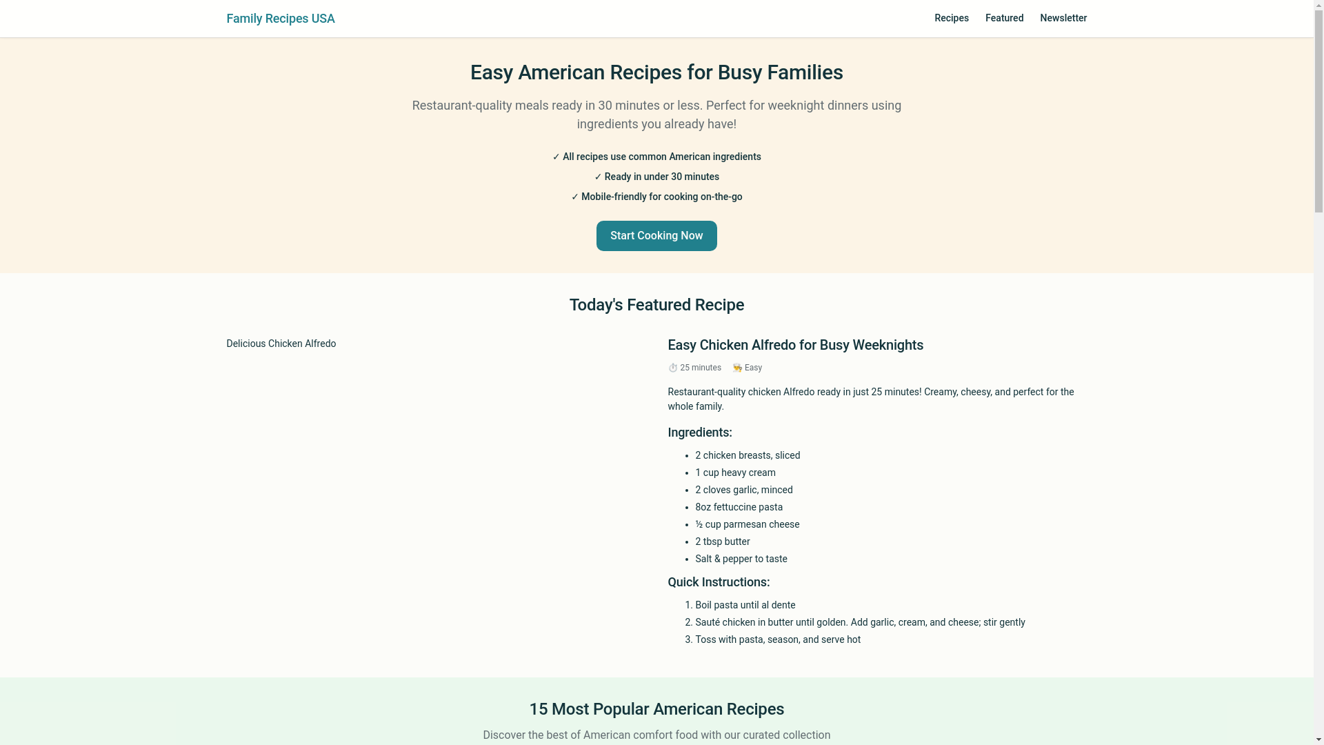 website screenshot of https://family-recipes-usa.pages.dev/