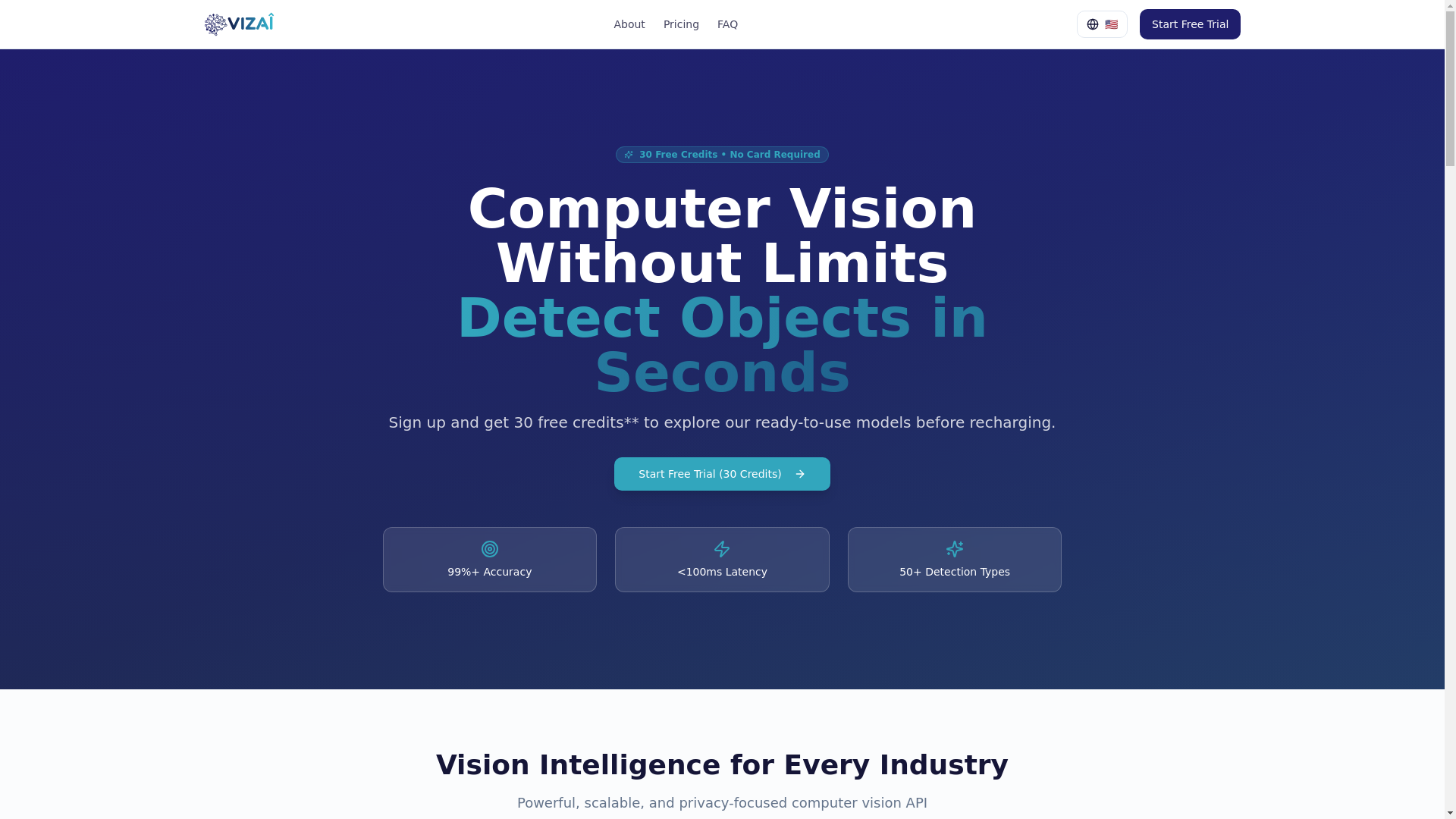 website screenshot of https://vizai-landing-page.pages.dev/