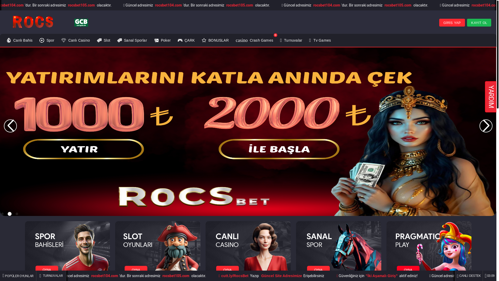 website screenshot of https://rocsbet104.com/