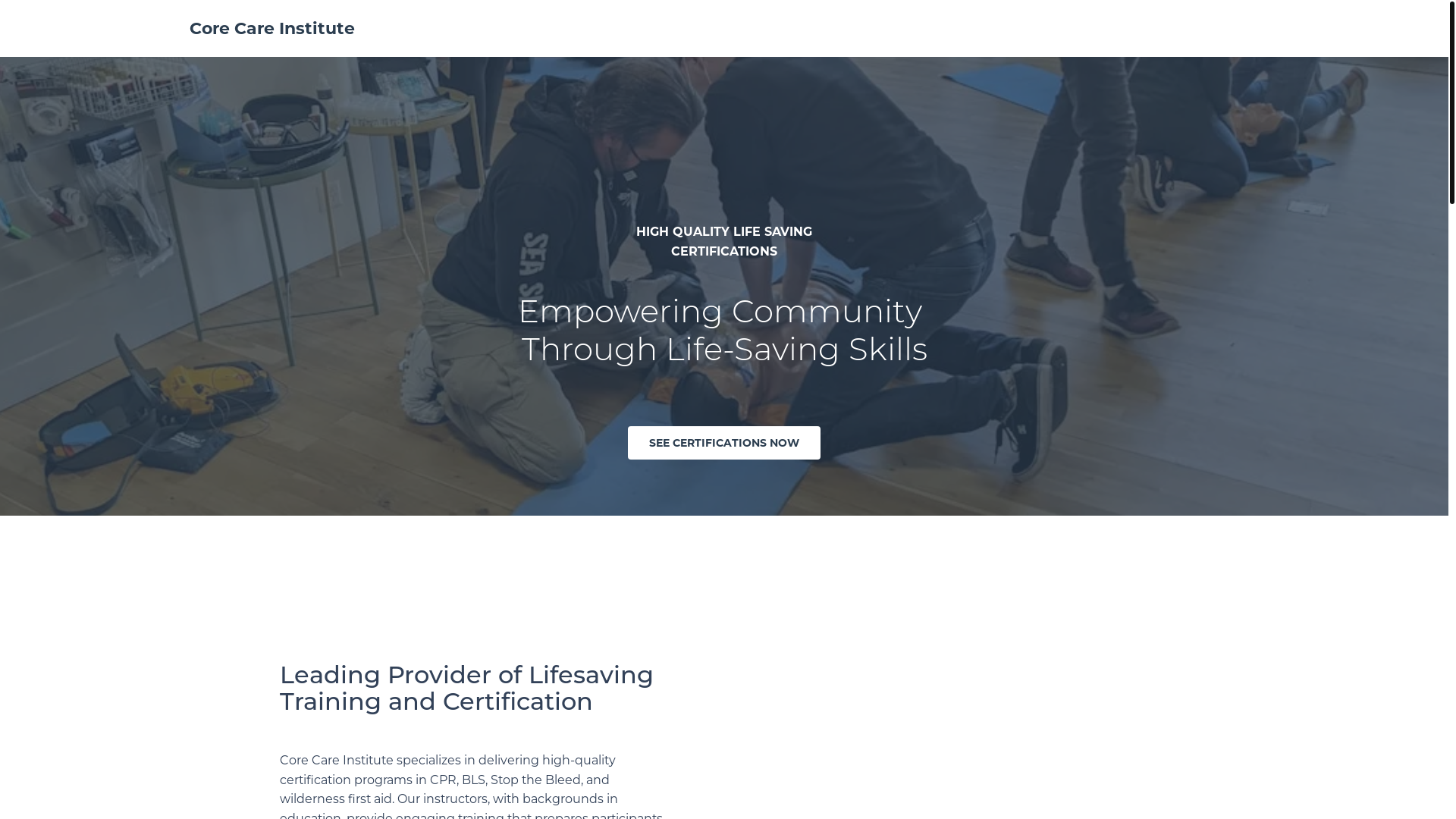 website screenshot of https://corecareinstitute.com/