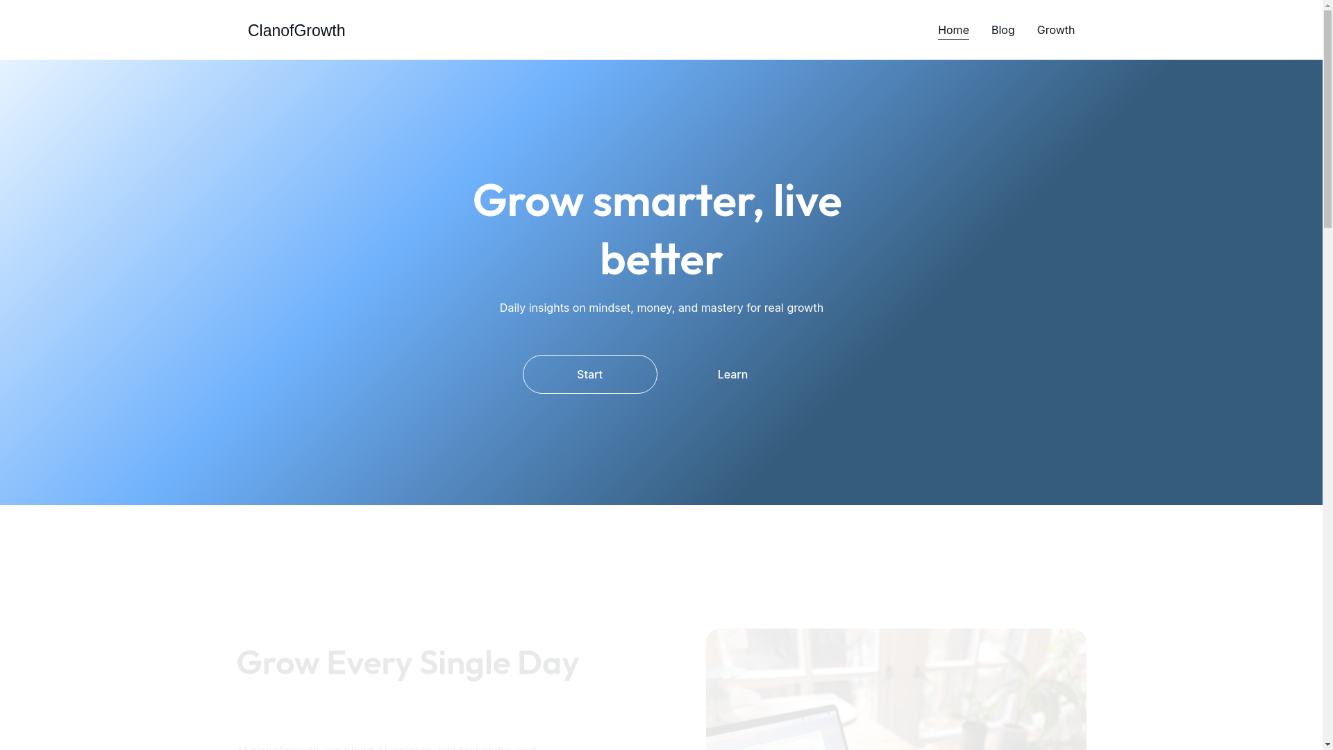 website screenshot of https://clanofgrowth.com/