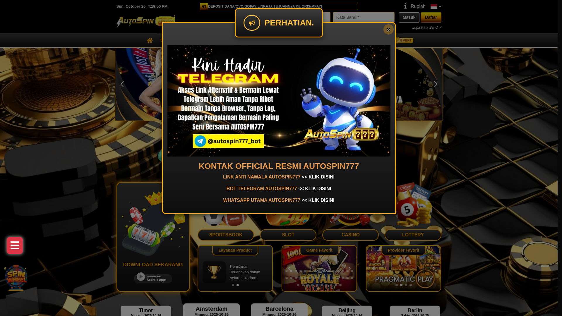 website screenshot of https://autospin777-link.com/