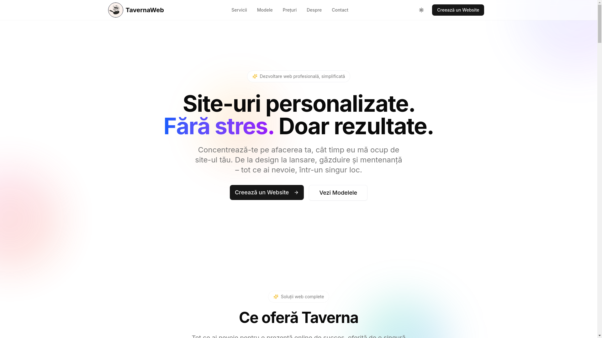 website screenshot of https://tavernaweb.ro/