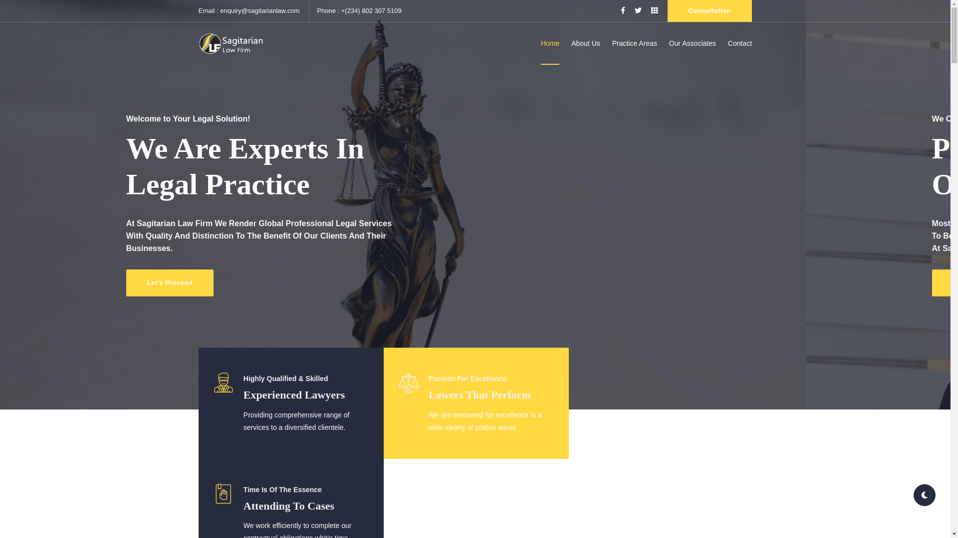 website screenshot of https://sagitarianlaw.com.ng/