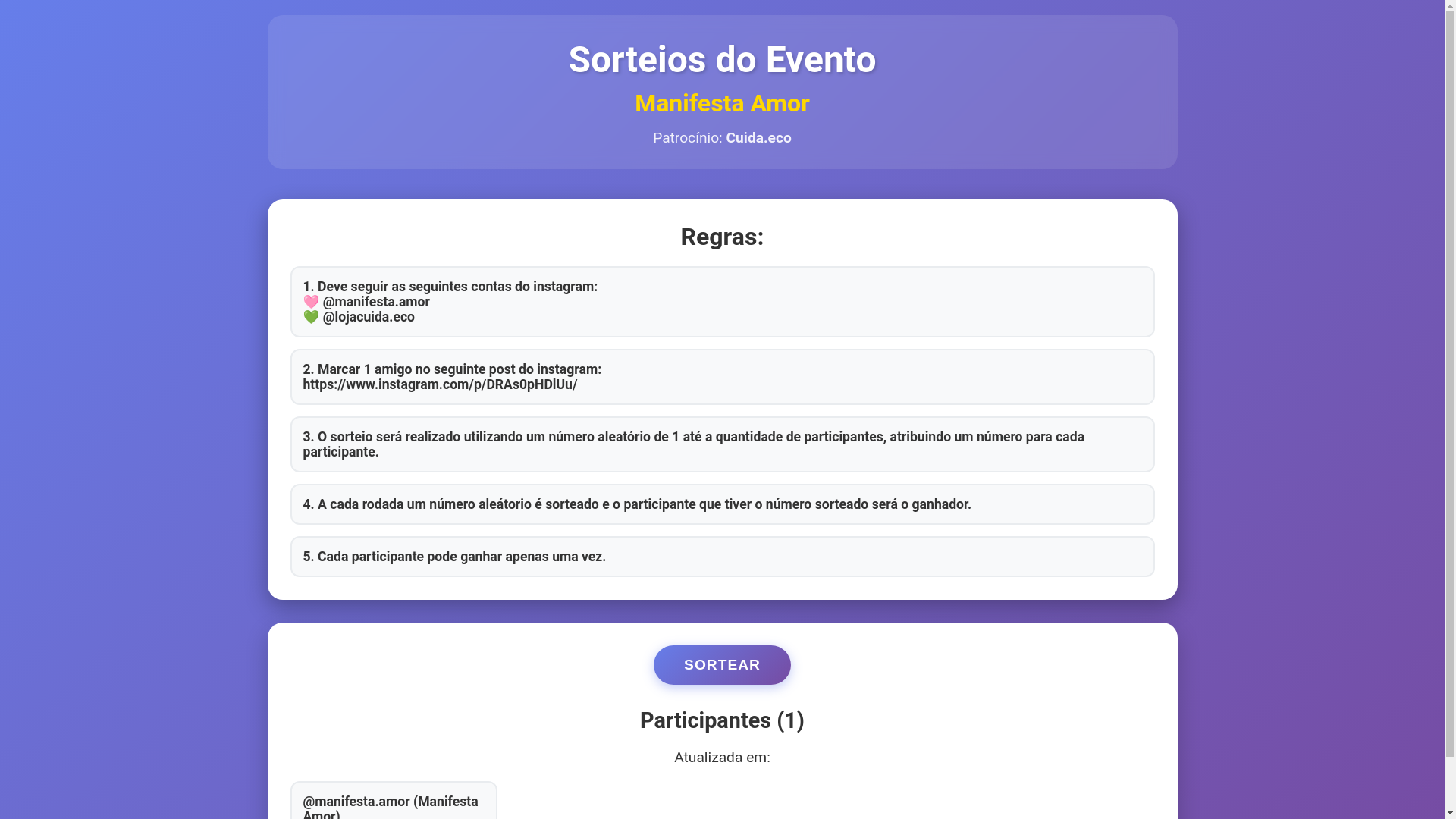 website screenshot of https://sorteios-2kd.pages.dev/