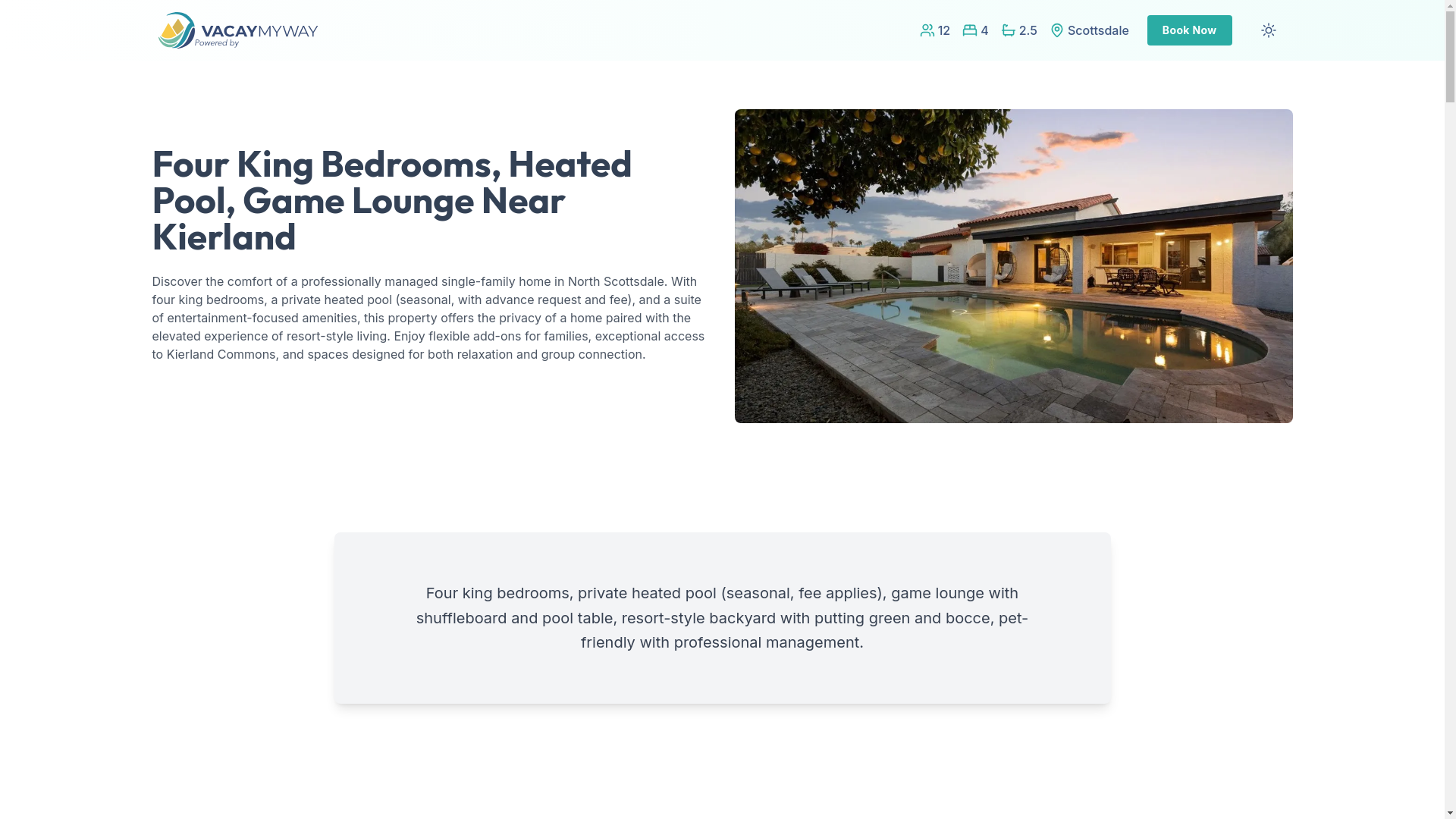 website screenshot of https://kierlandpool.house/