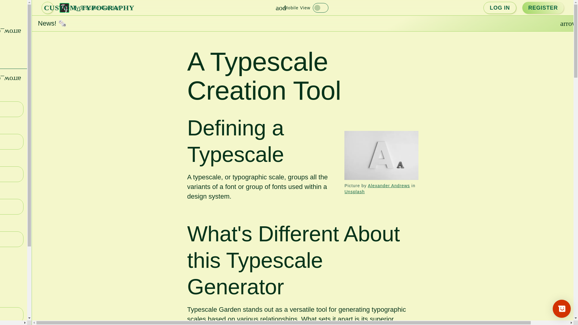 website screenshot of https://typescale-garden.pages.dev/
