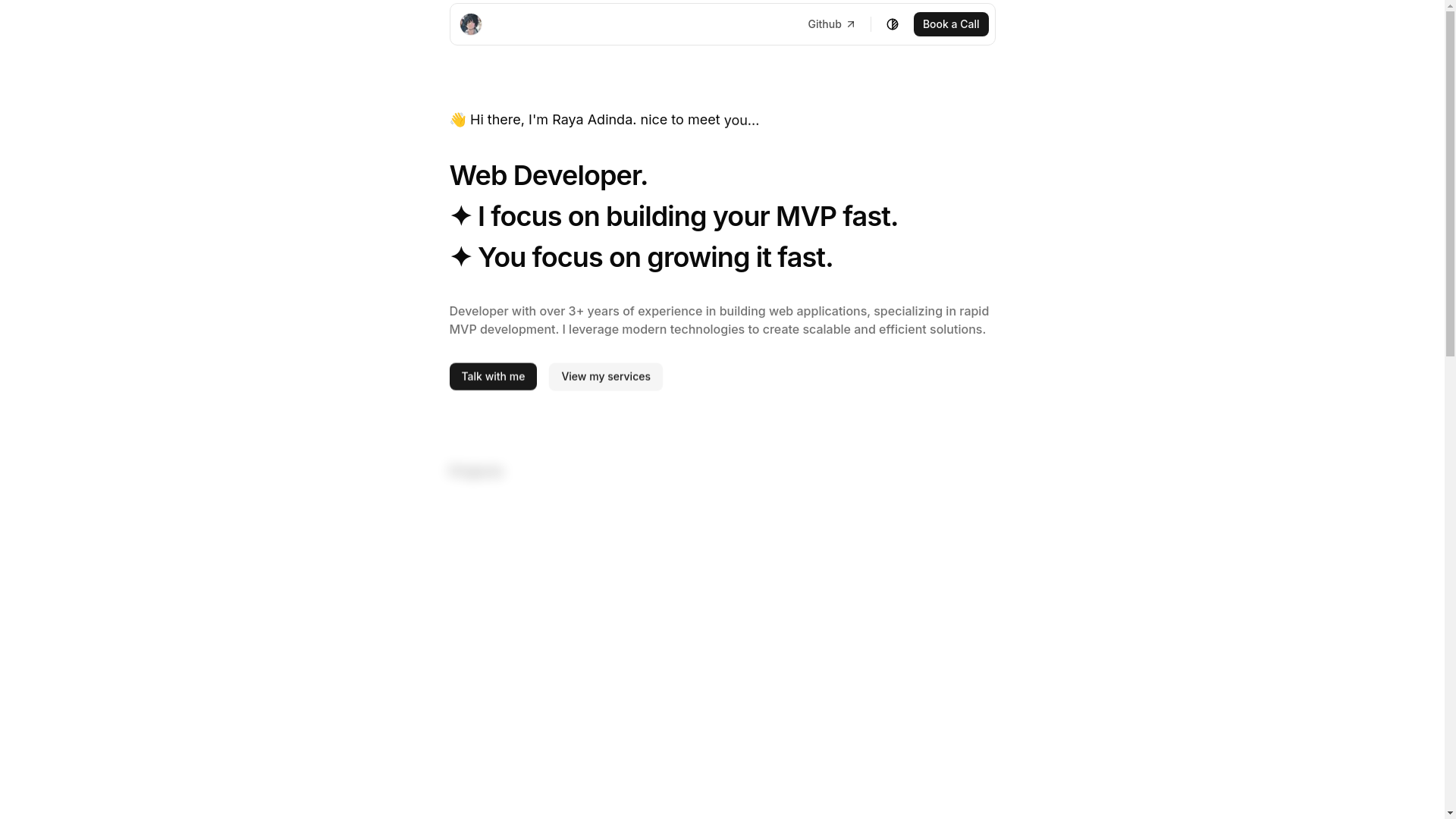 website screenshot of https://rayaadinda.dev/
