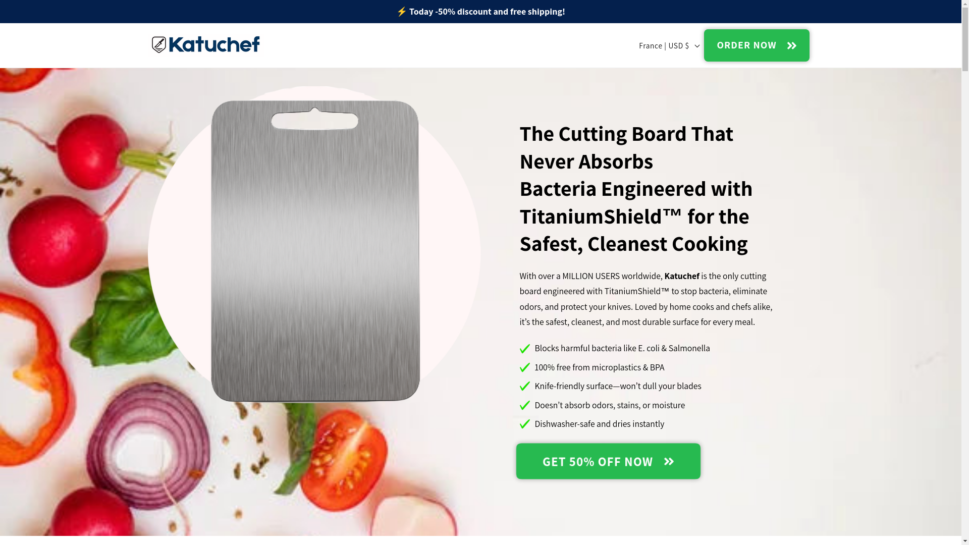 website screenshot of https://katuchef-cuttingboard.shop/
