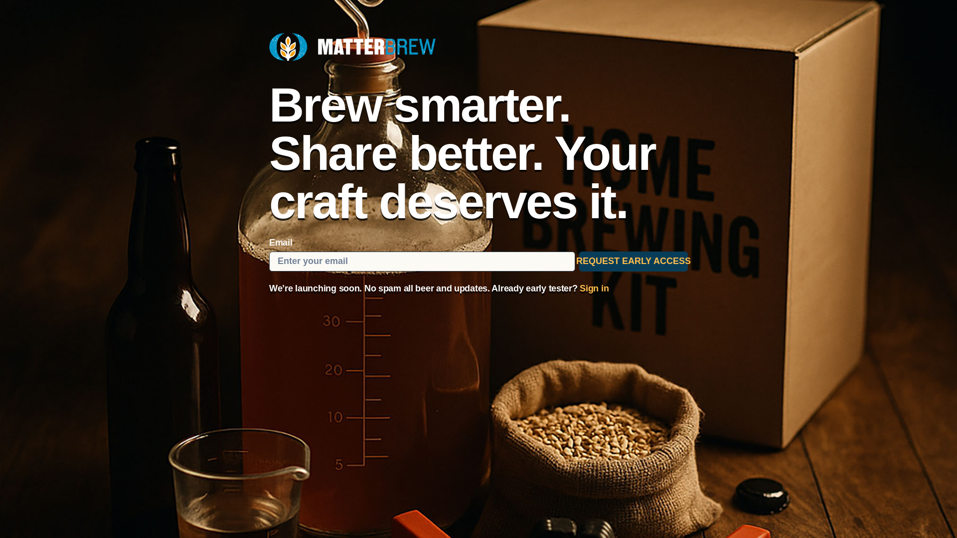 website screenshot of https://matterbrew.beer/