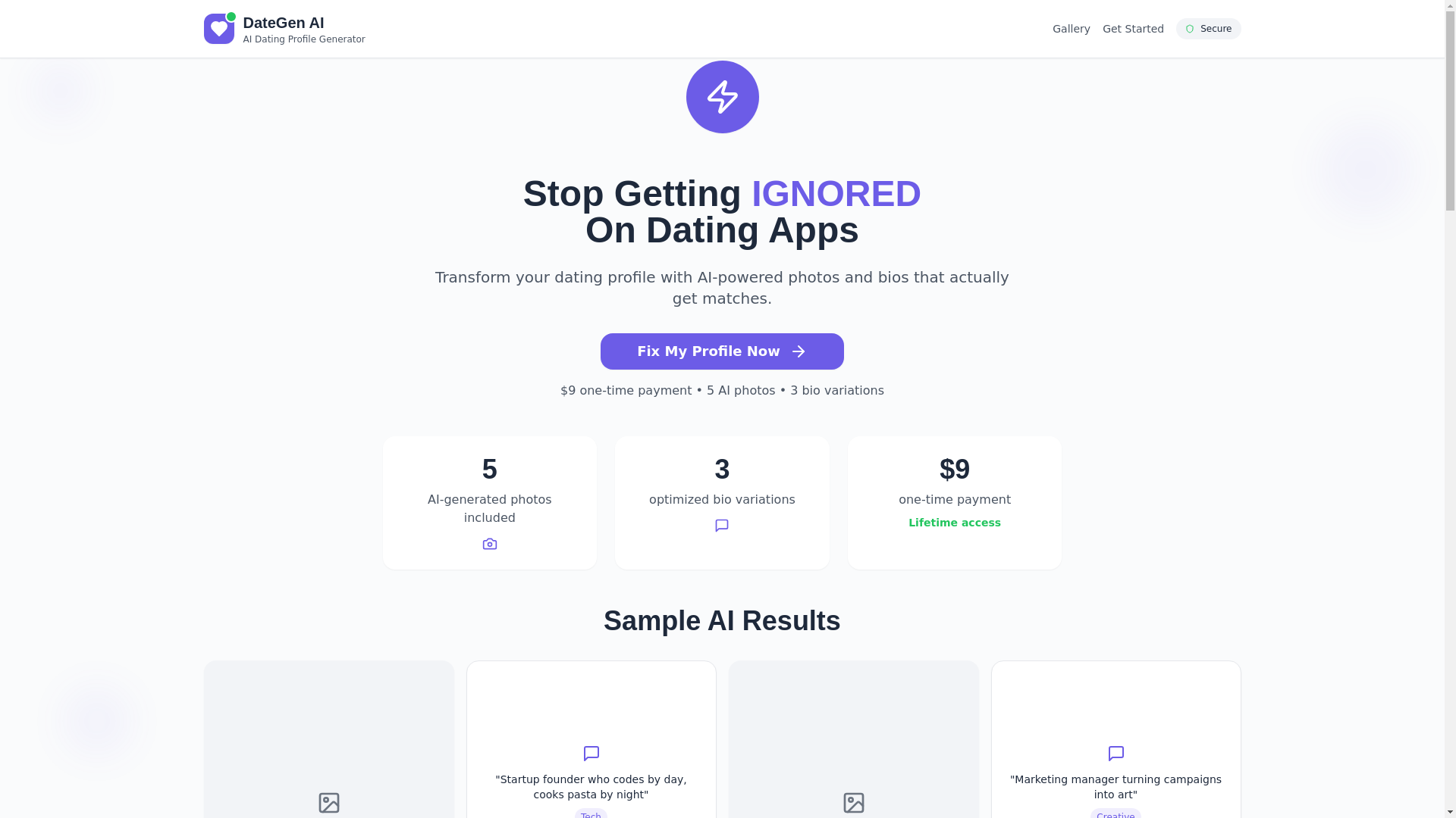 website screenshot of https://profilemeai.com/