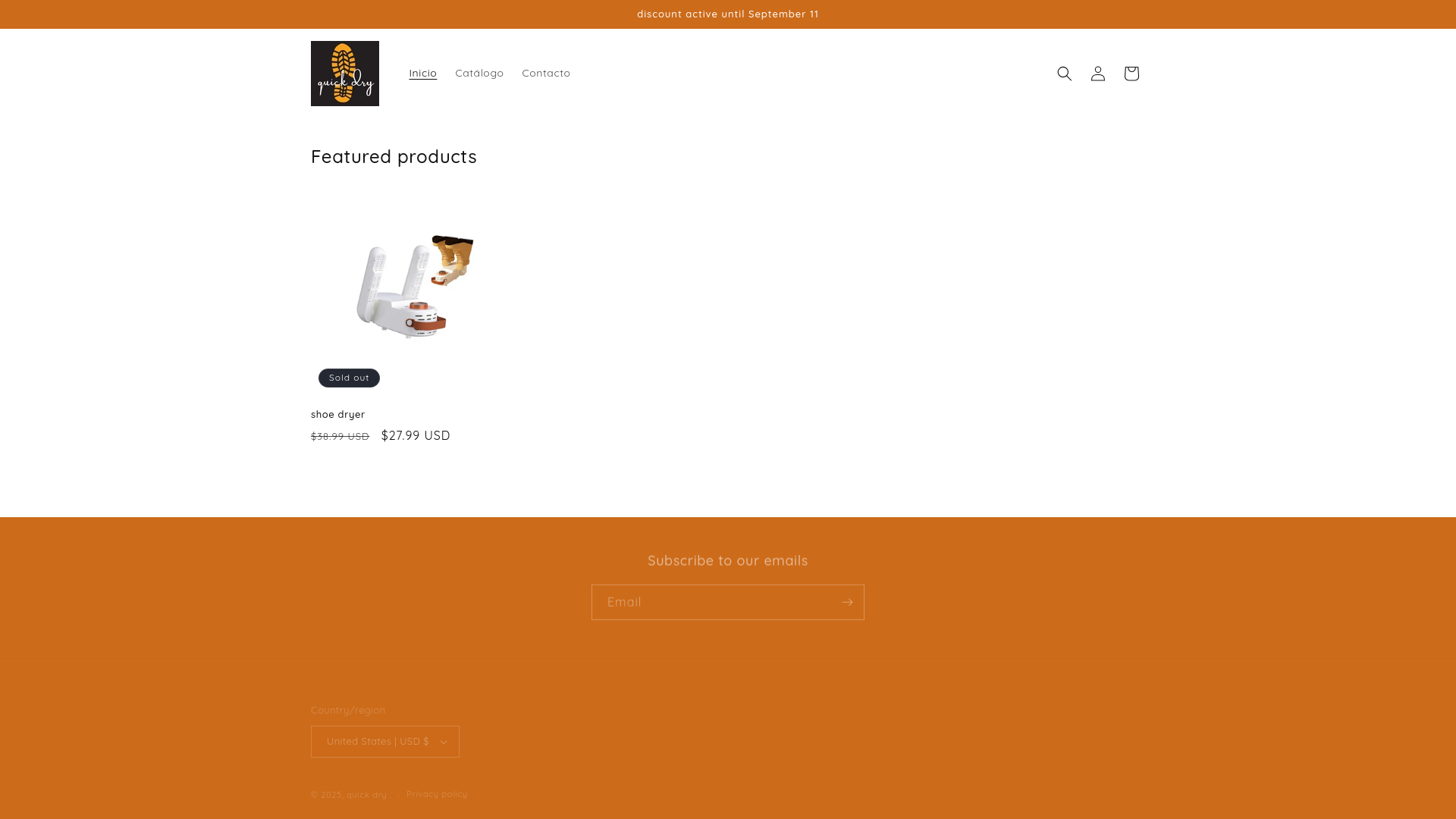 website screenshot of https://quickdryshoes.space/
