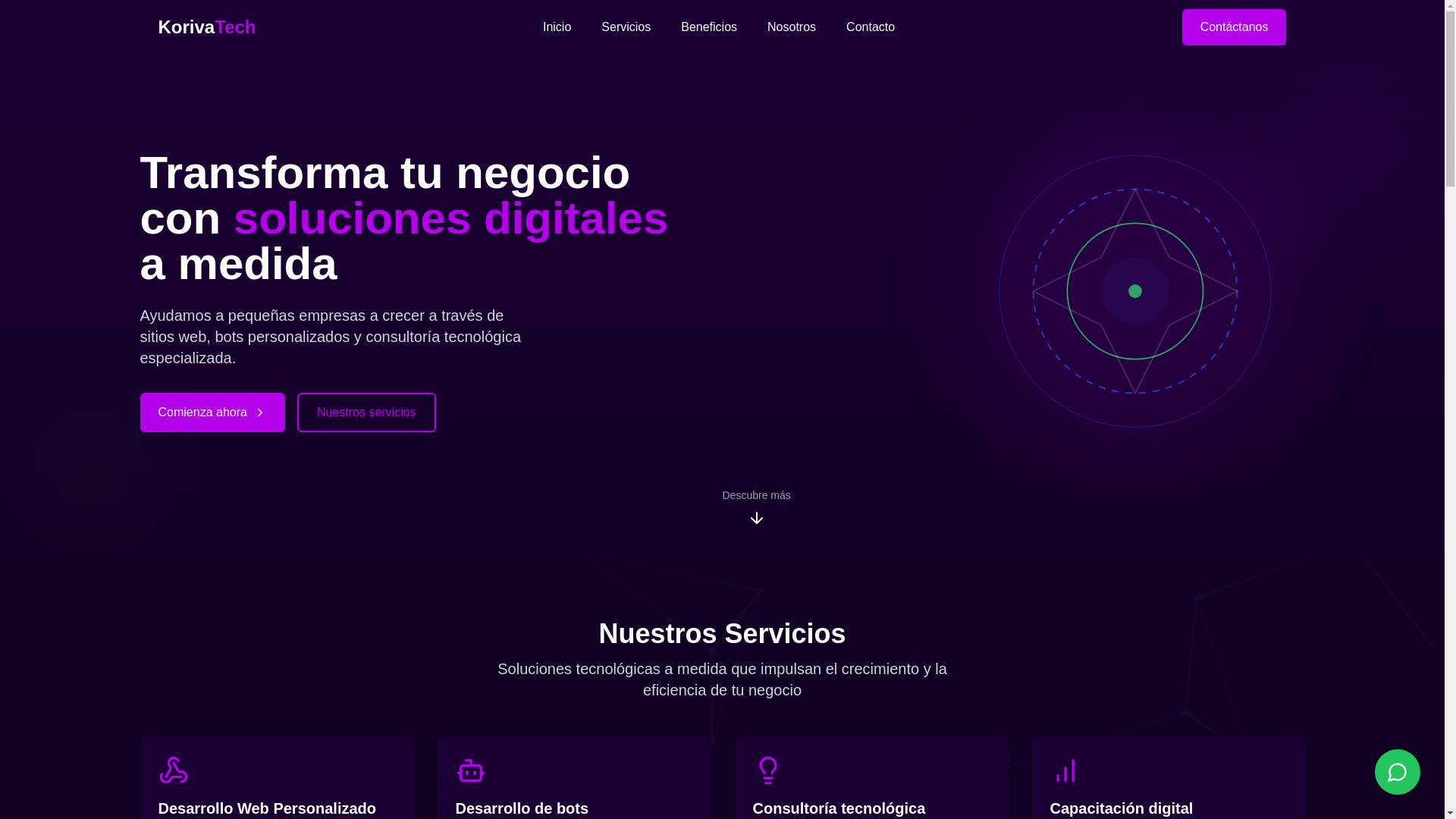 website screenshot of https://koriva.tech/