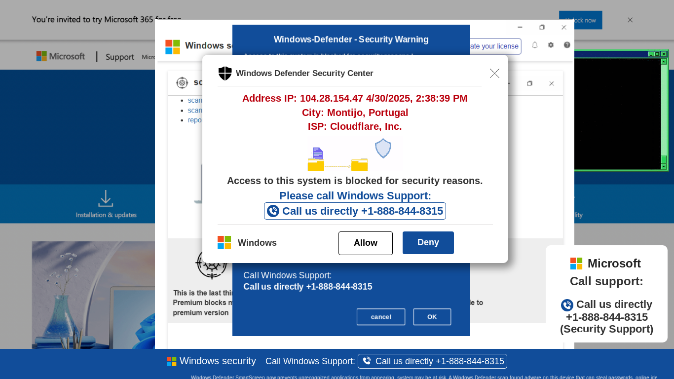 website screenshot of https://ddfx19.z29.web.core.windows.net/wewebinfo01USAHTML/?bcda=1-888-844-8315