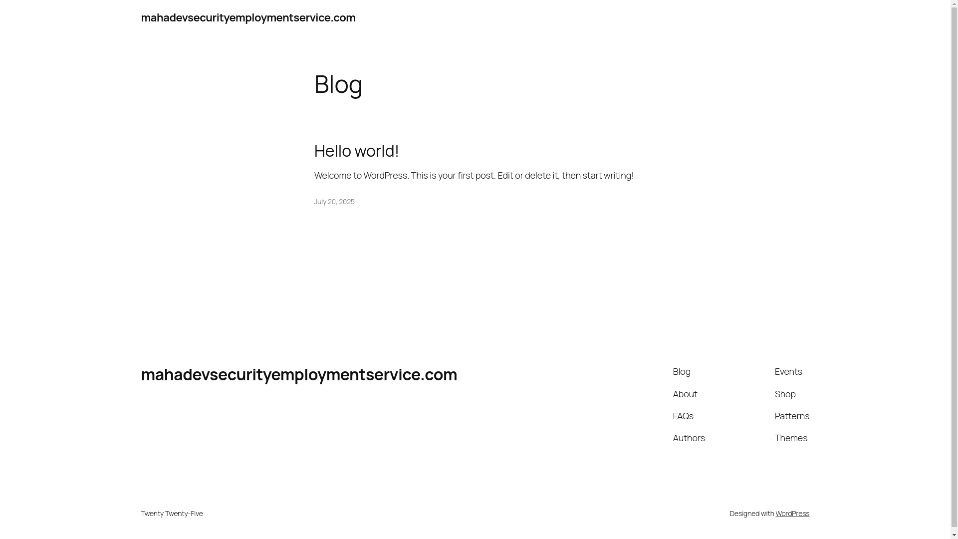 website screenshot of https://mahadevsecurityemploymentservice.com/