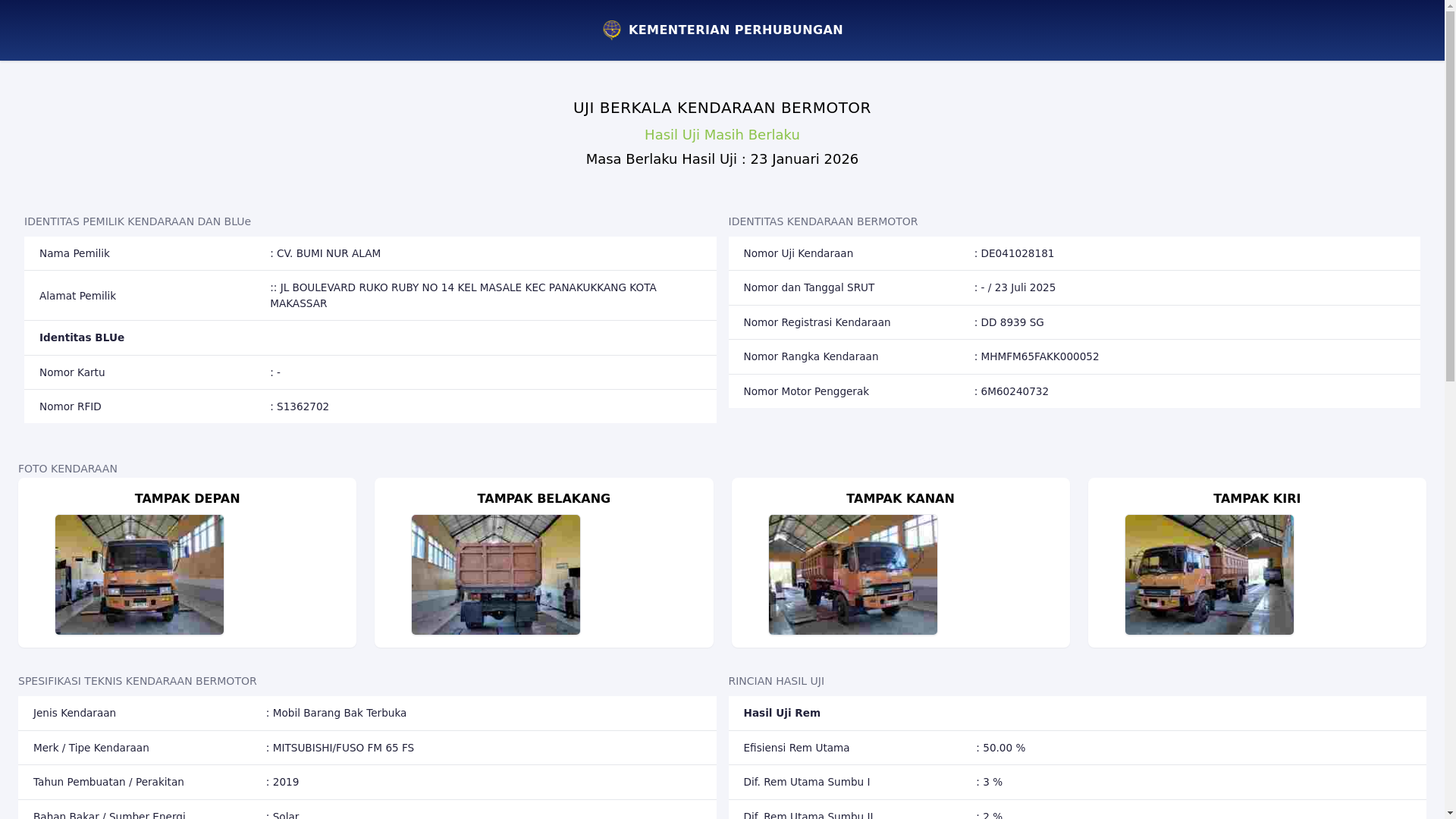 website screenshot of https://kemenhub.info/