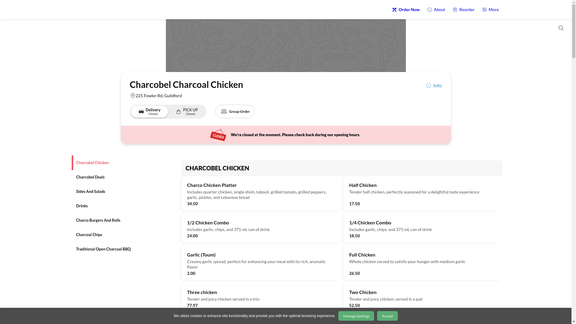website screenshot of https://charcobelcharcoalchicken.com.au/