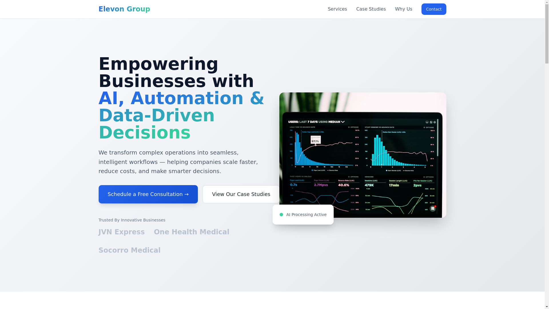 website screenshot of https://aielevon.com/