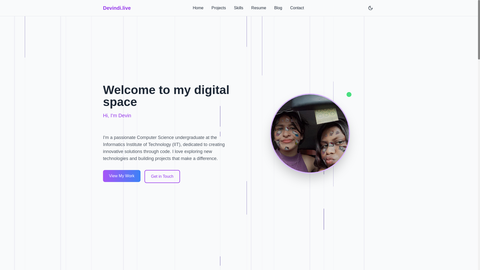 website screenshot of https://devindi.online/