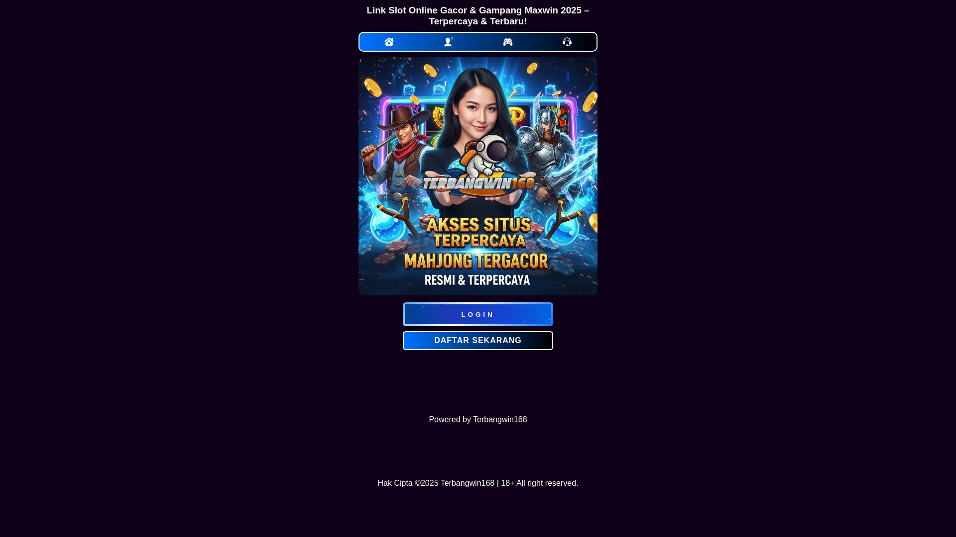 website screenshot of https://mainterbangwin168.pages.dev/