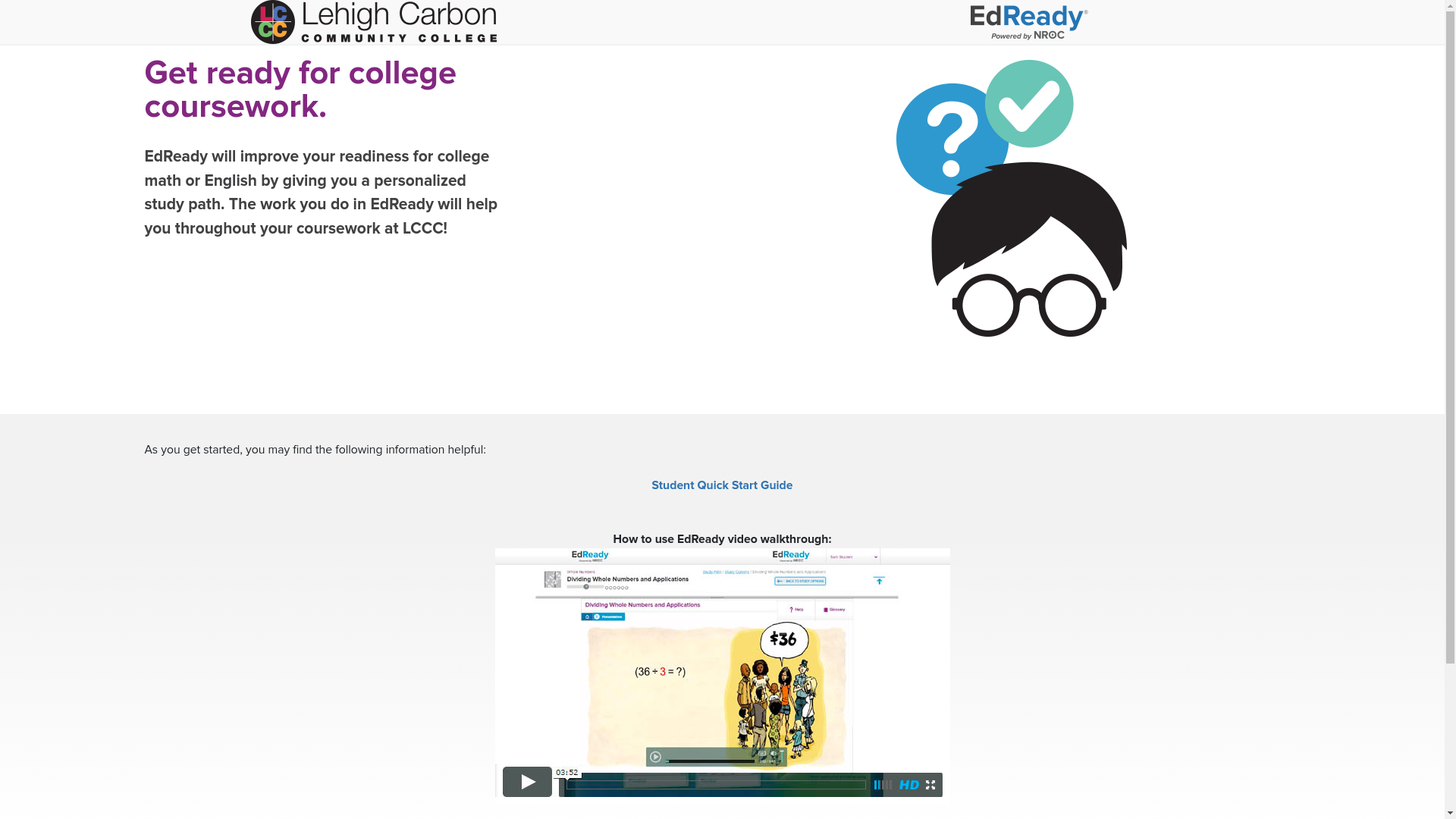 website screenshot of https://lccc.edready.org/
