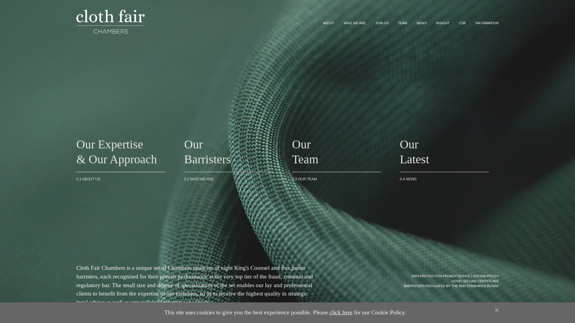 website screenshot of https://www.clothfairchambers.com/