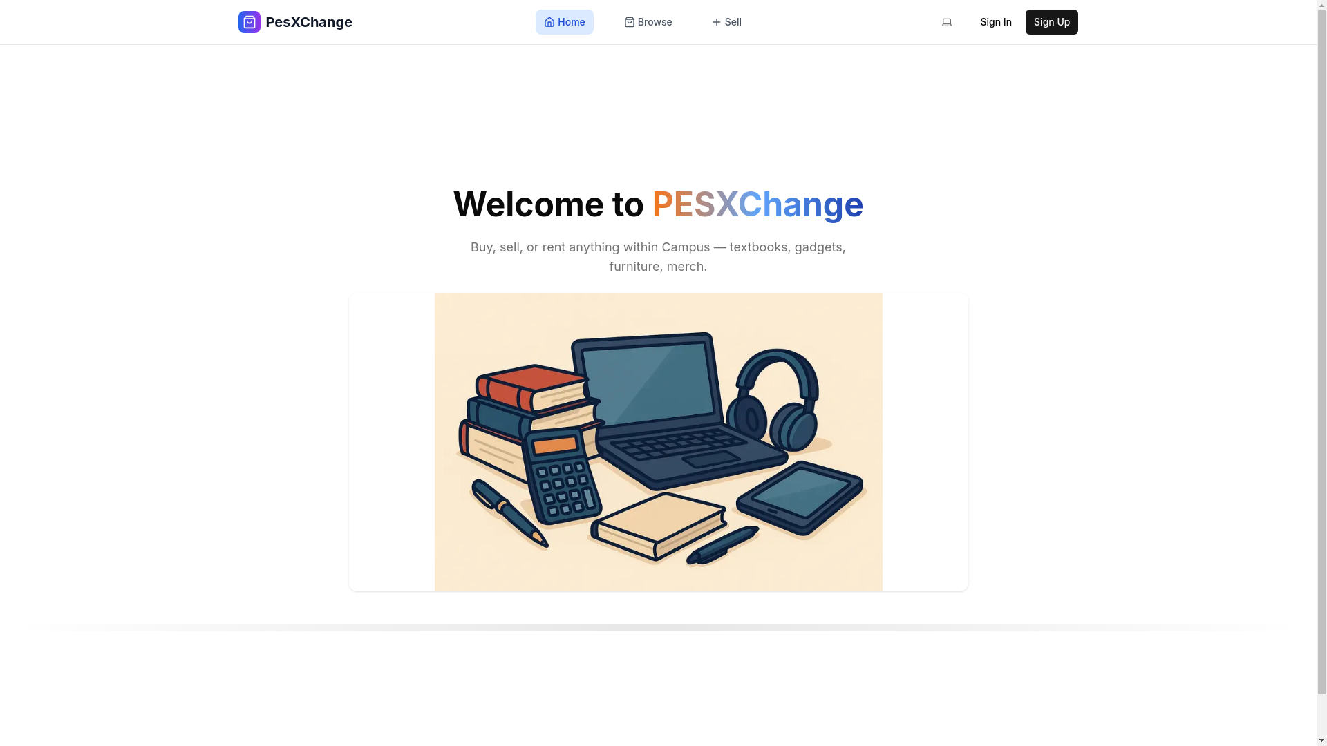 website screenshot of https://pesxchange.app/