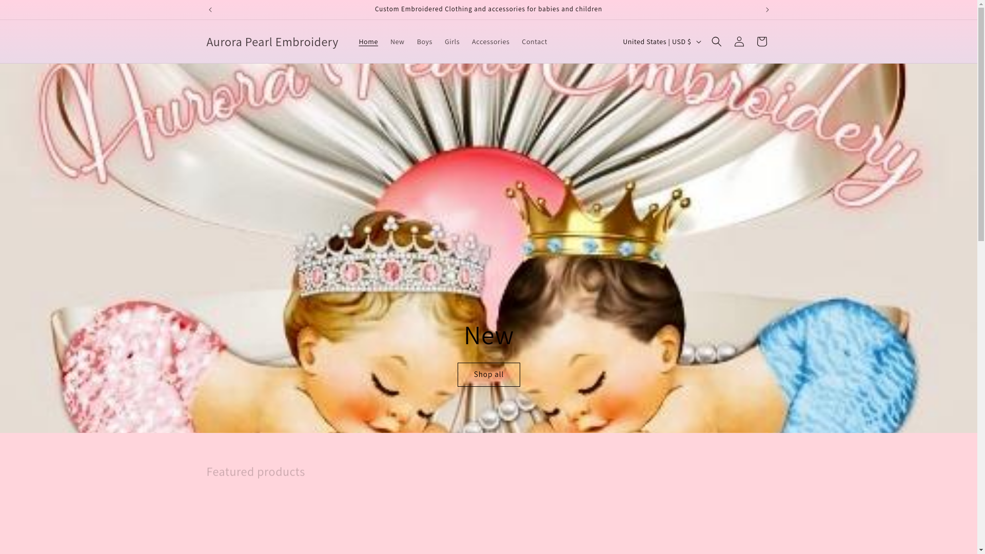 website screenshot of https://aurorapearlembroidery.com/