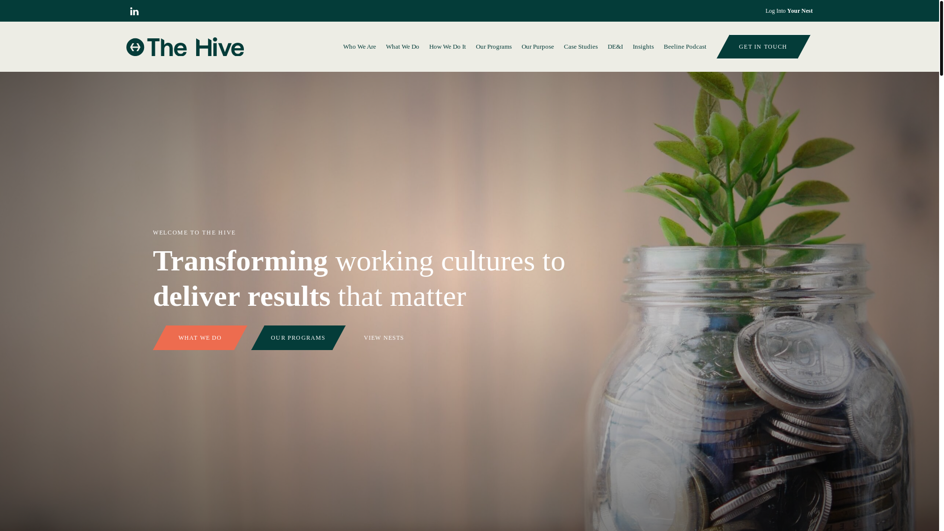 website screenshot of https://thehiveone.com/