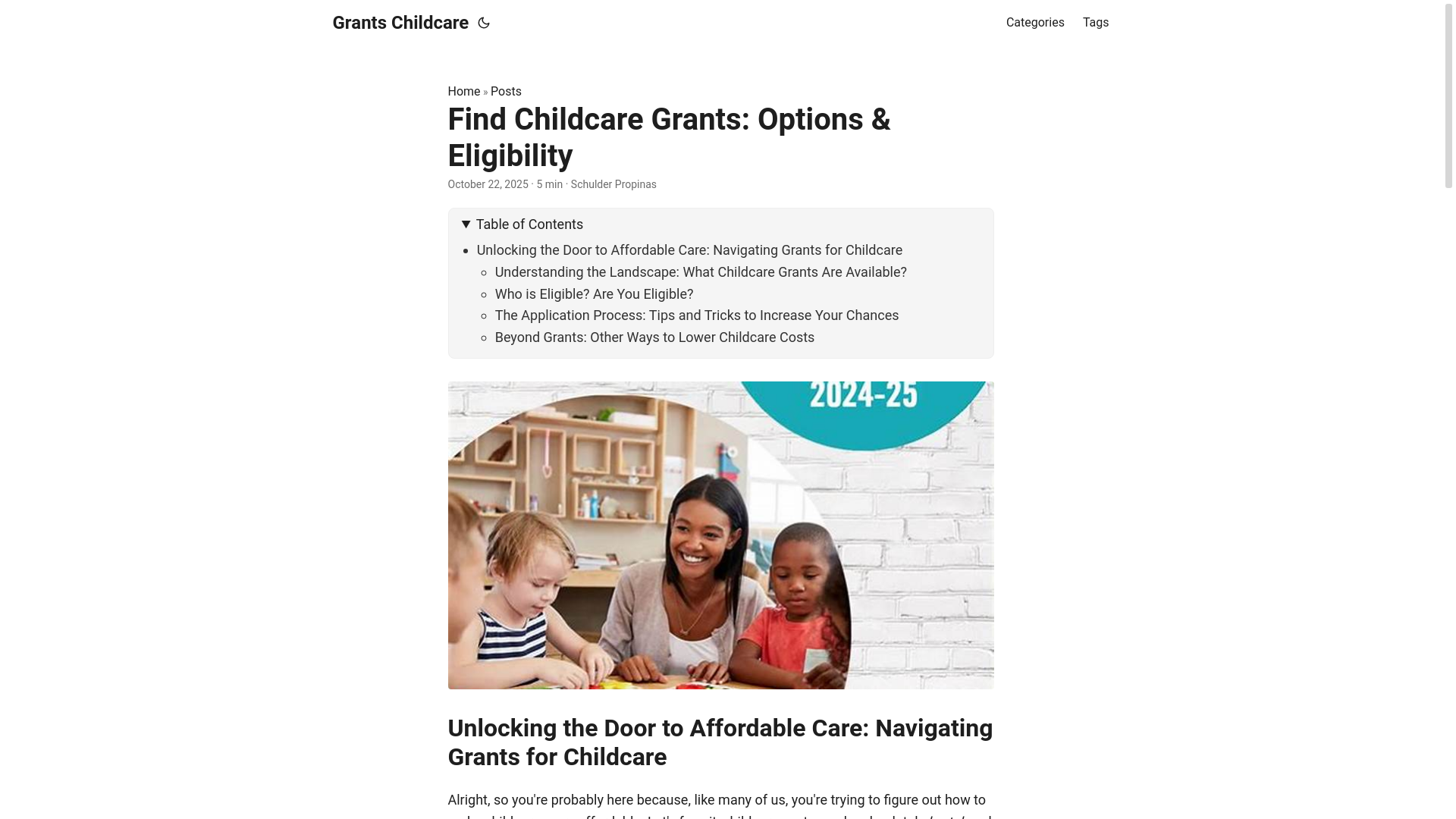 website screenshot of https://grants-childcare.pages.dev/