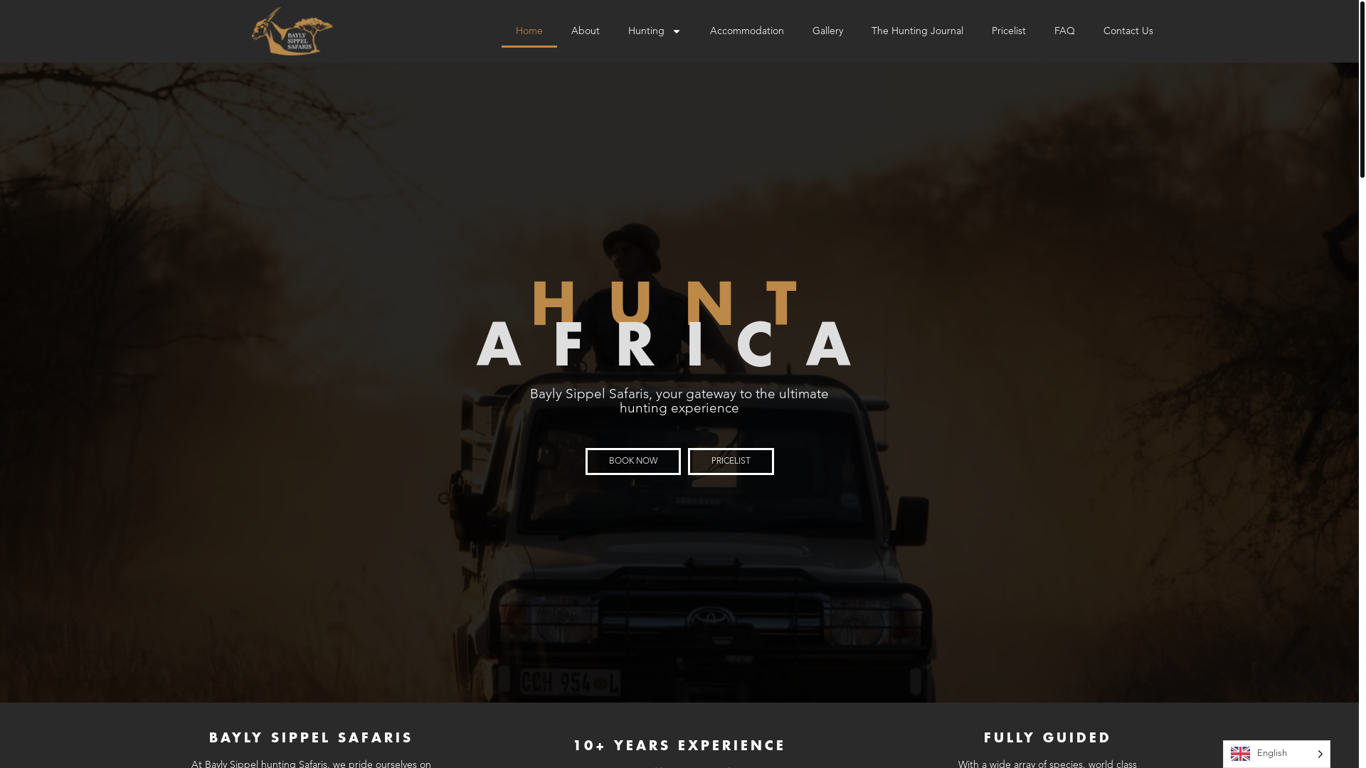 website screenshot of https://baylysippelsafaris.com/