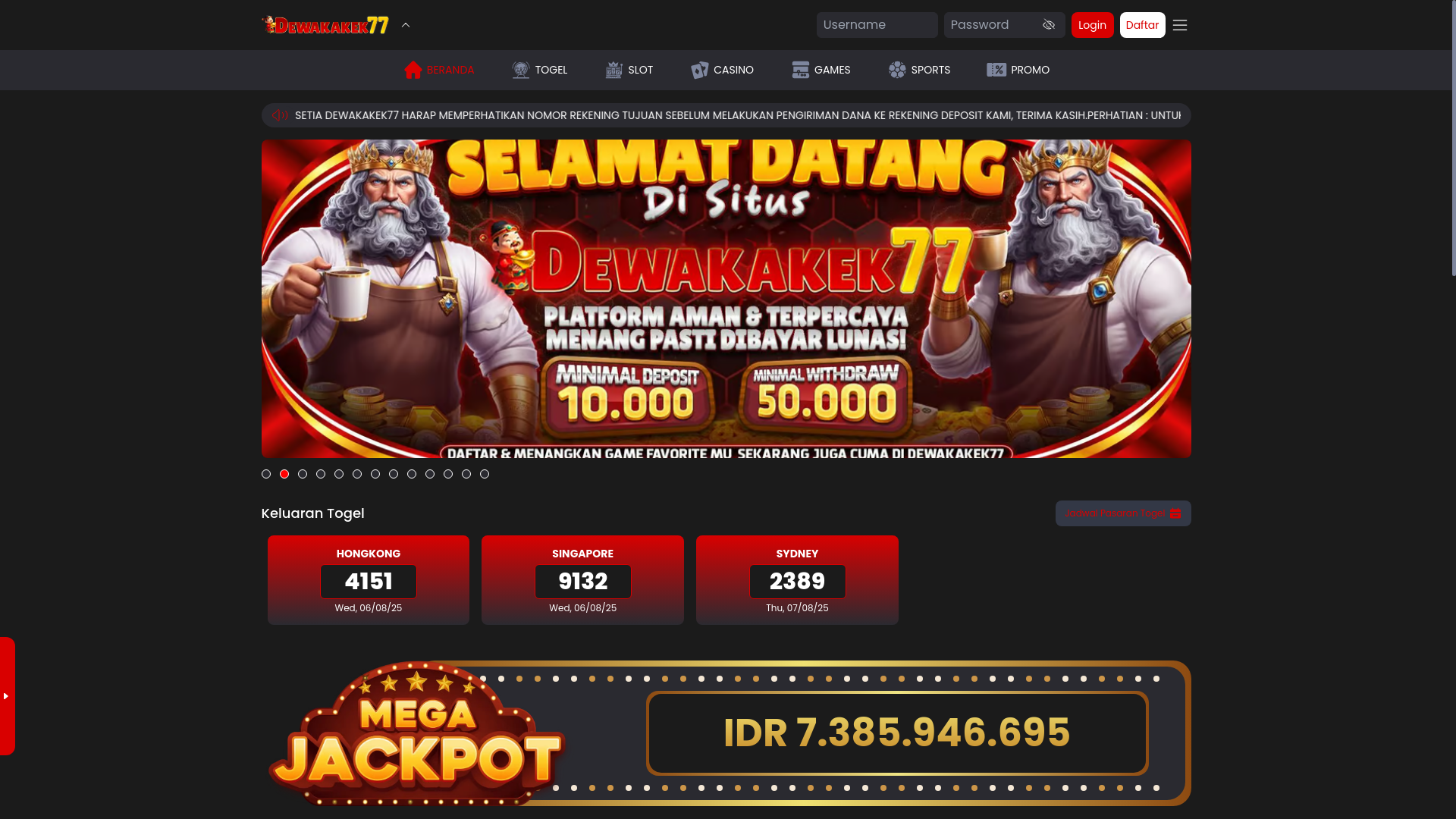 website screenshot of https://dewakakek77-nuke.site/