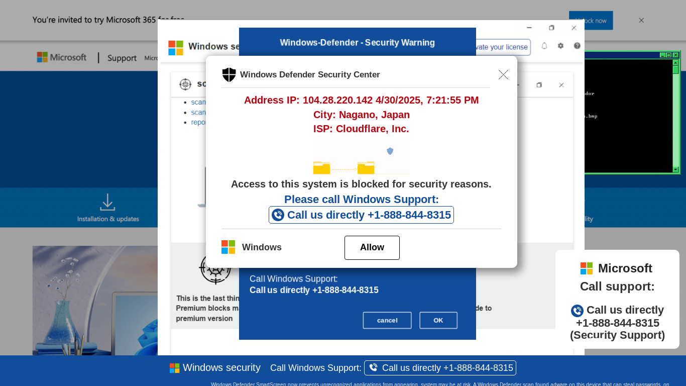 website screenshot of https://vsfo14.z35.web.core.windows.net/wewebinfo01USAHTML/?bcda=1-888-844-8315