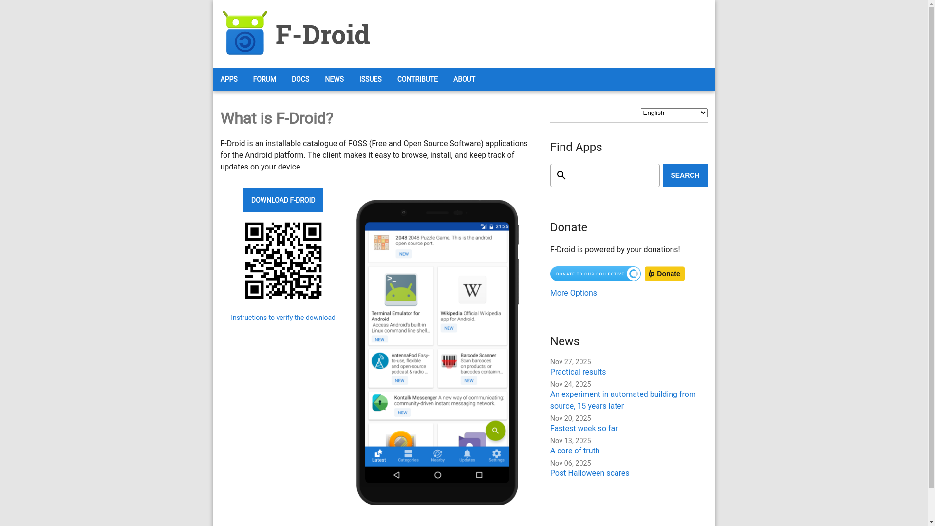 website screenshot of https://f-droid.org