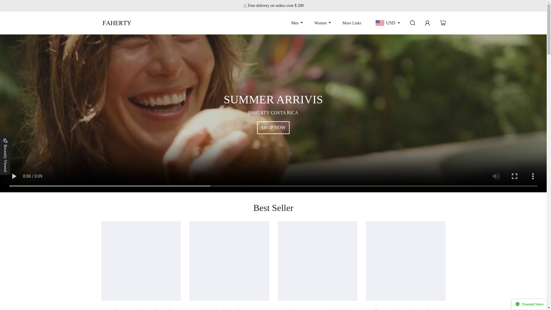 website screenshot of https://faherty-us.com/