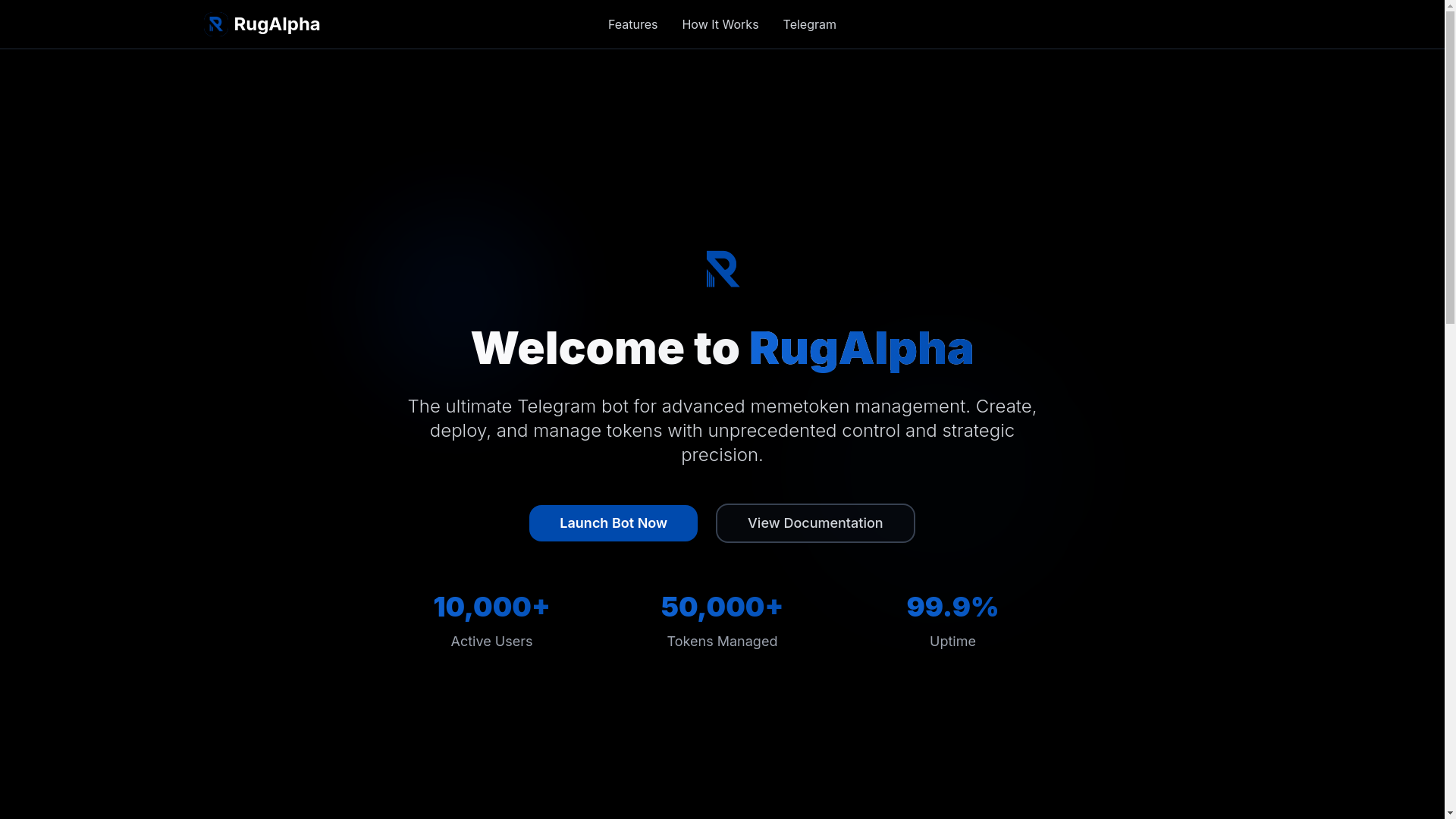 website screenshot of https://rugalpha.pro/