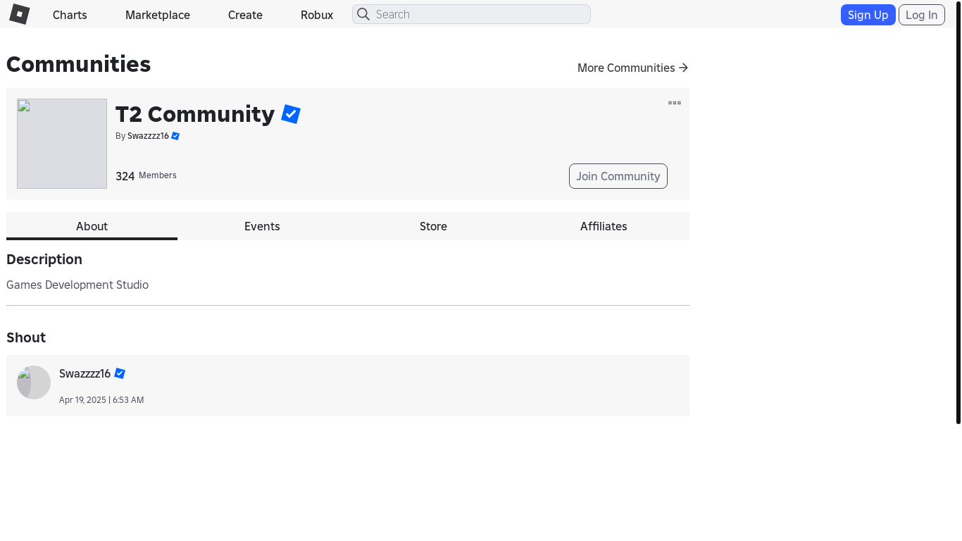 website screenshot of https://roblox.tg/communities/2323549250/