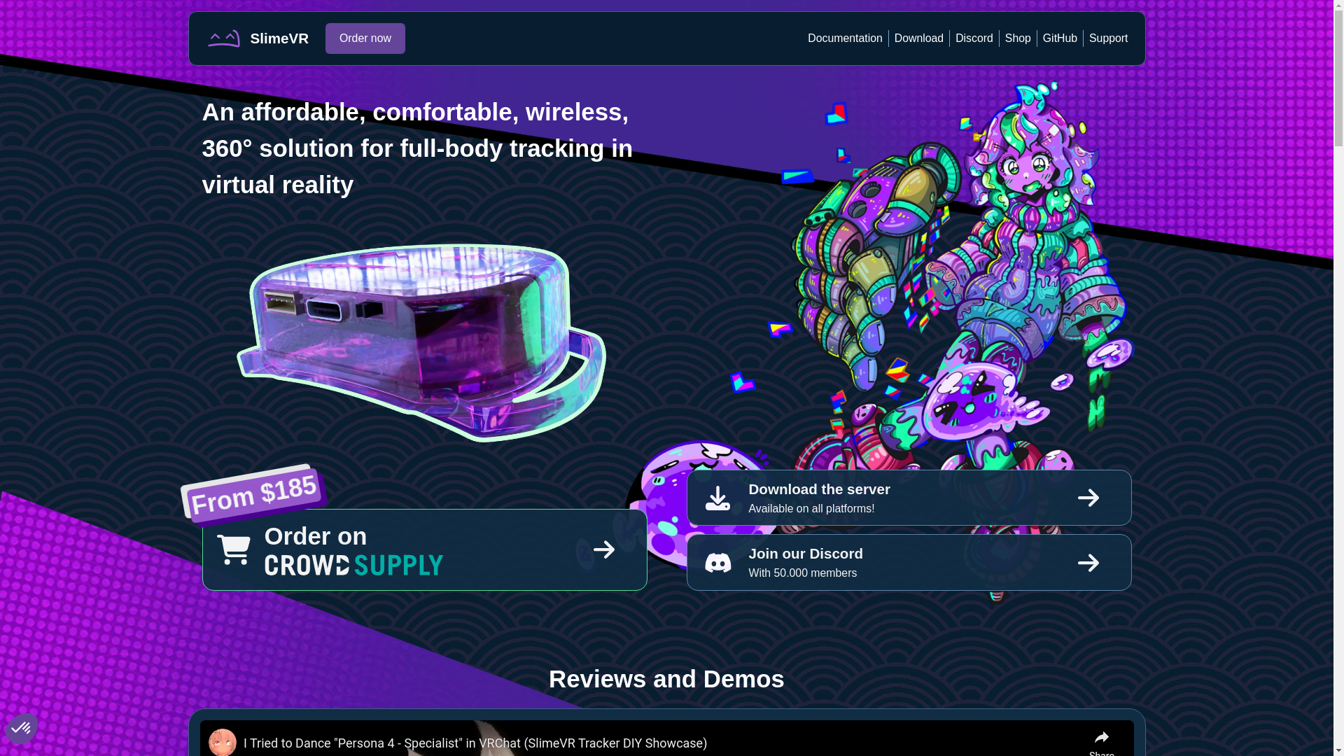 website screenshot of https://slimevr-main-website.pages.dev/