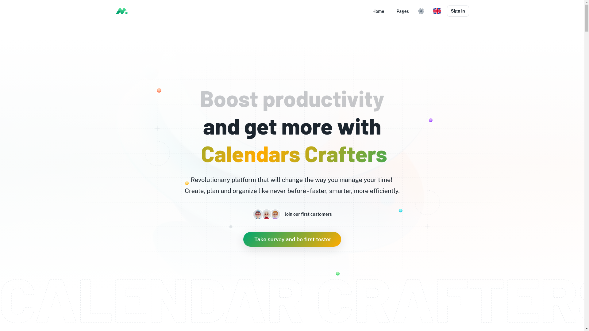 website screenshot of https://calendarcrafters-react-ui.pages.dev/