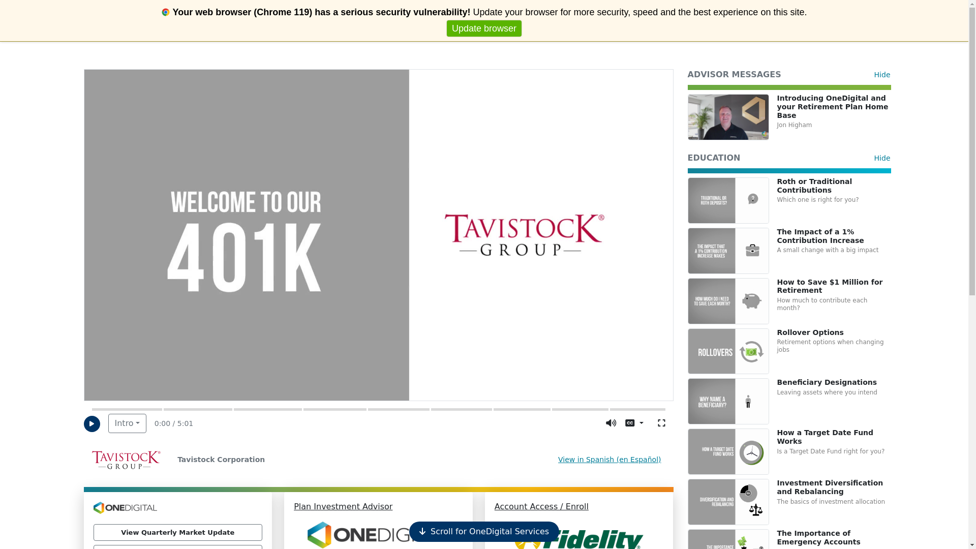 website screenshot of https://tavistock401k.com/